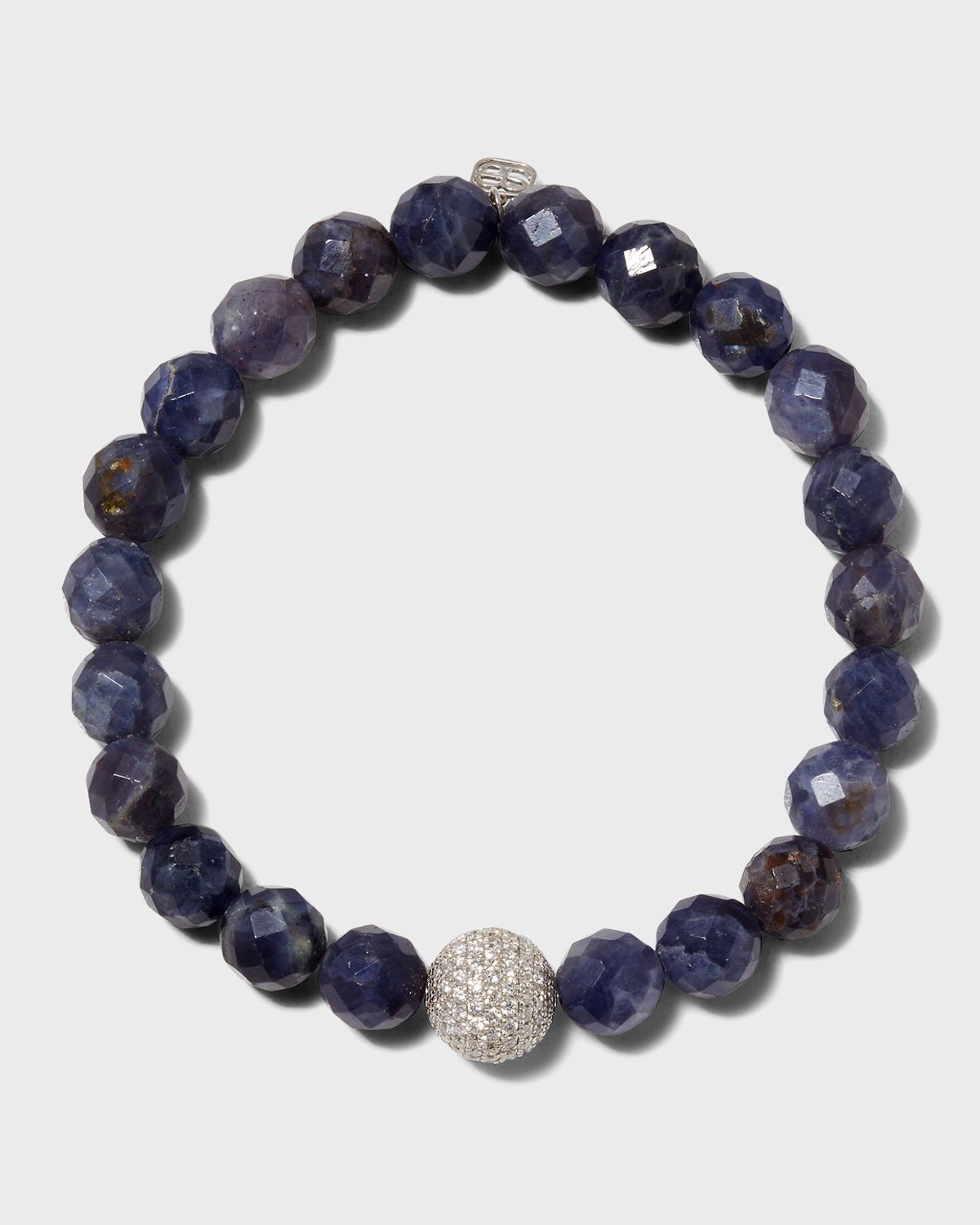 Sydney Evan 10mm Pave Ball on Iolite Faceted Rondelle Bracelet