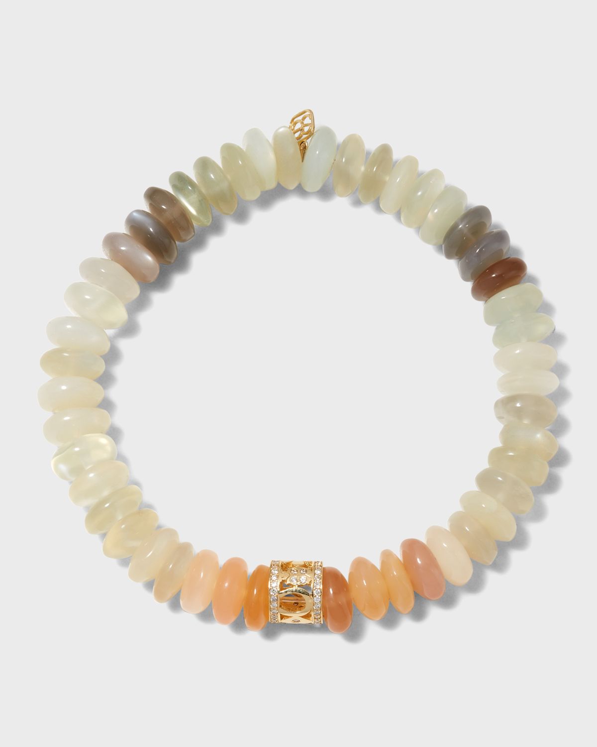 Sydney Evan Lucky Rondelle on Multi Moonstone Smooth Rondelle Bracelet