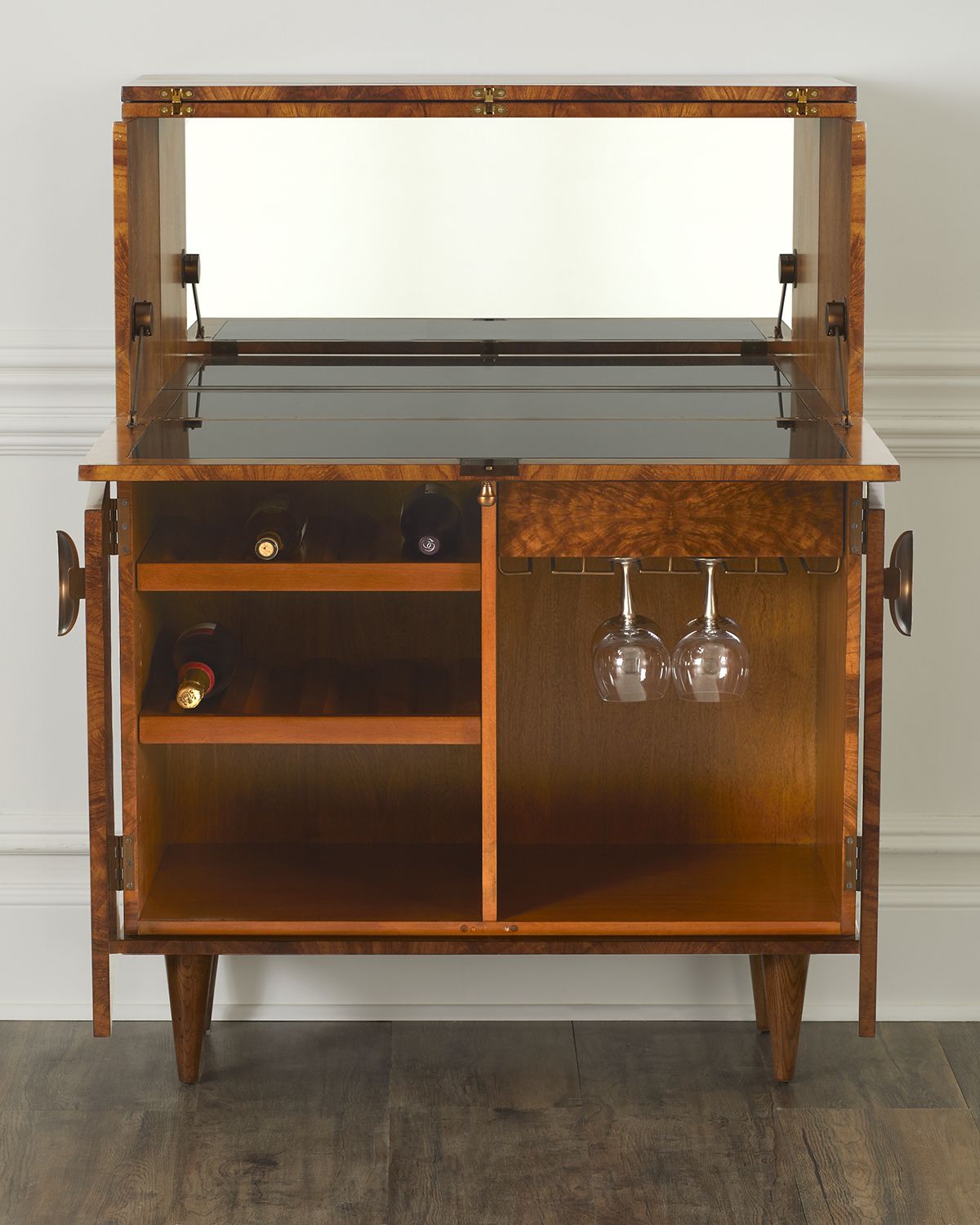 Arteriors Manhattan Burlwood Bar Cabinet
