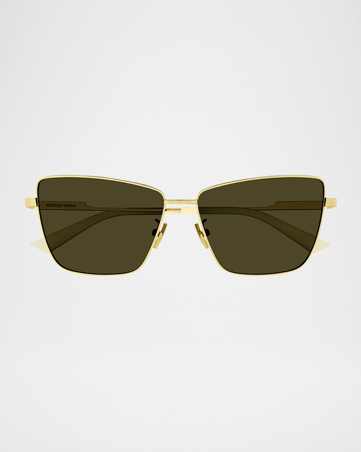 Bottega Veneta Rectangle Golden Metal Sunglasses