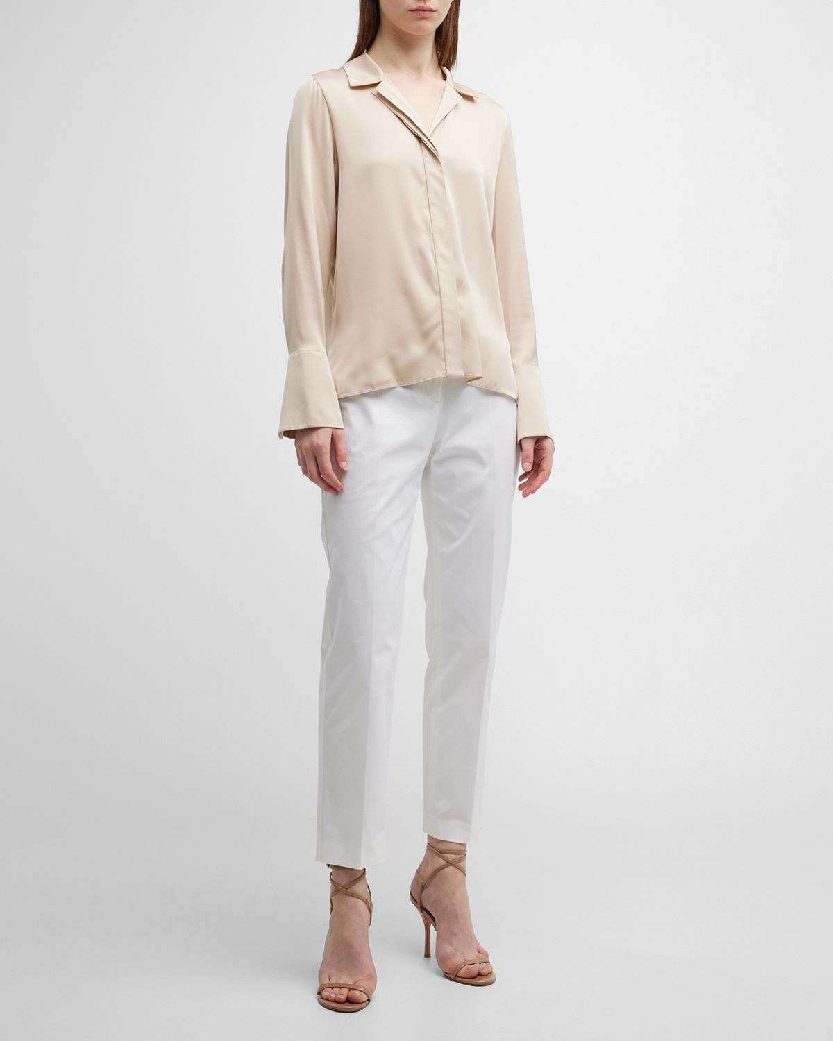 Kobi Halperin Liv Split-Cuff Stretch Silk Blouse