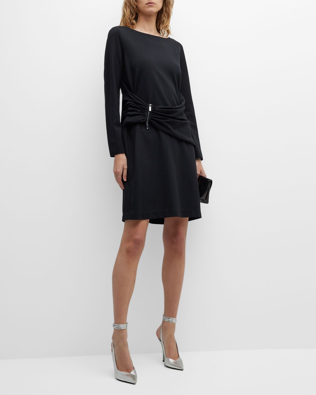 Emporio Armani Draped Bateau-Neck Jersey Midi Dress