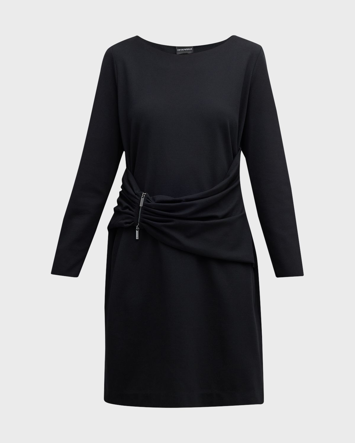 Emporio Armani Draped Bateau-Neck Jersey Midi Dress