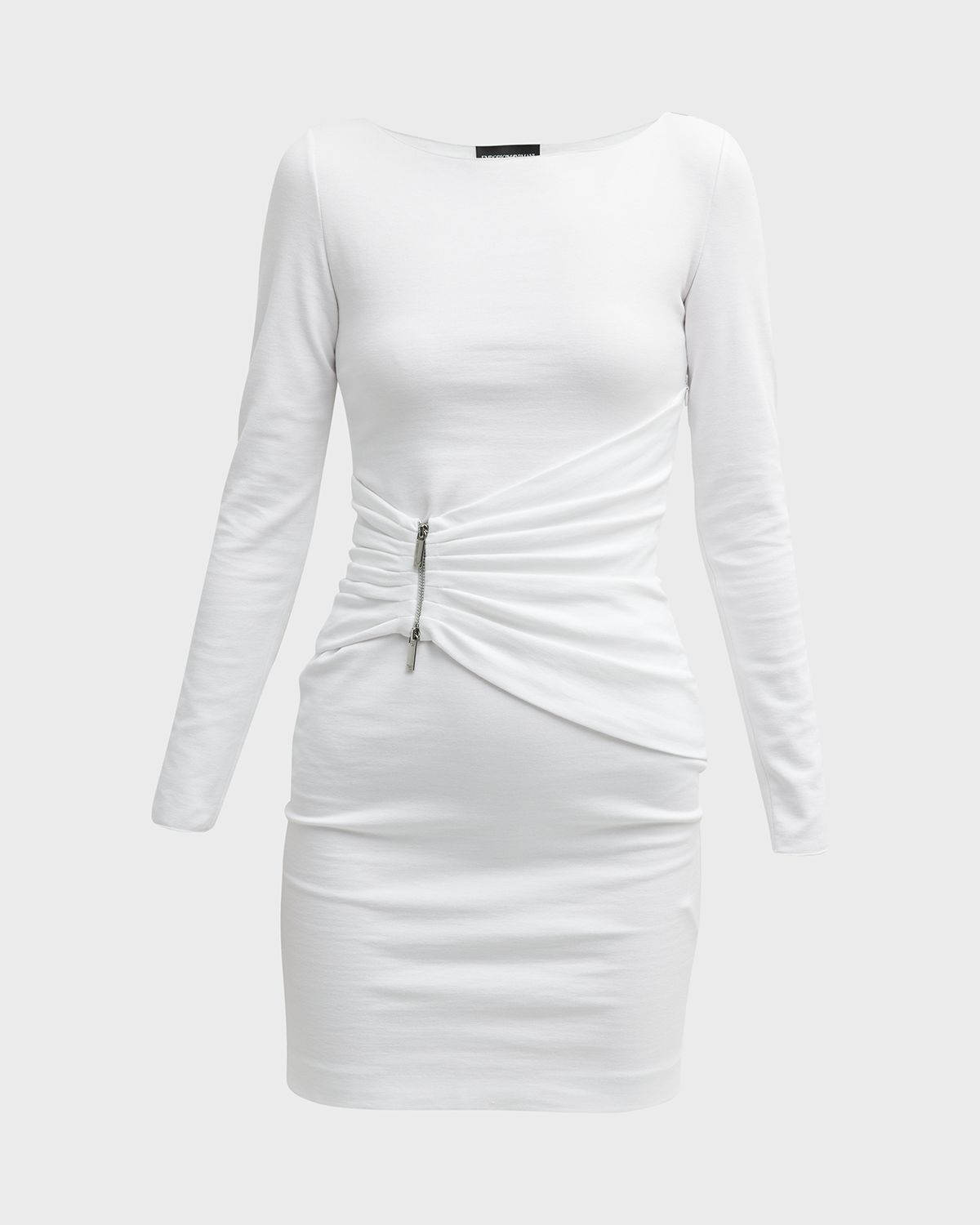 Emporio Armani Pleated Bateau-Neck Mini Dress