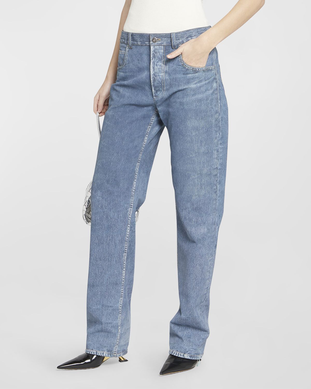 Bottega Veneta Denim Printed Nubuck Pants
