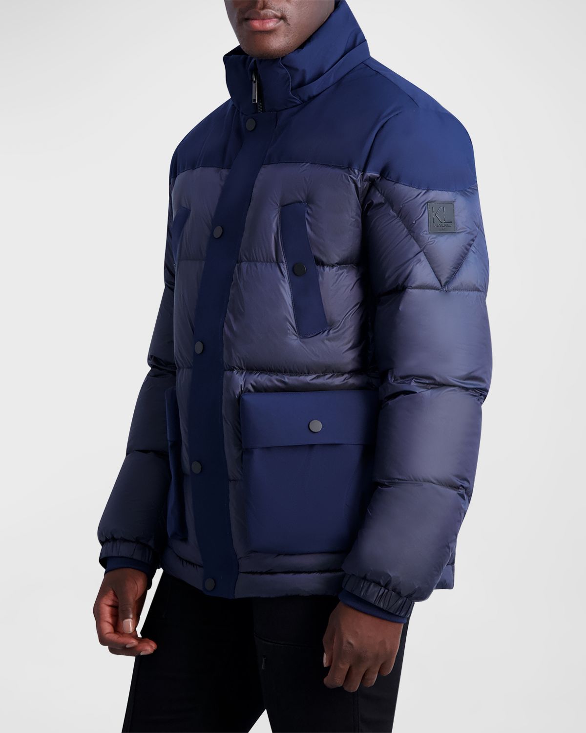 Karl Lagerfeld Paris Men 's Fabric-Blocked Down Coat