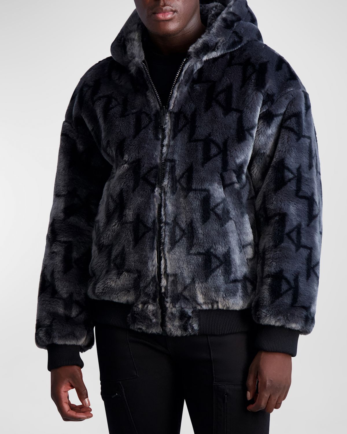 Karl Lagerfeld Paris Men 's Reversible Bomber Jacket w/ Faux Fur - Women's Clothing
