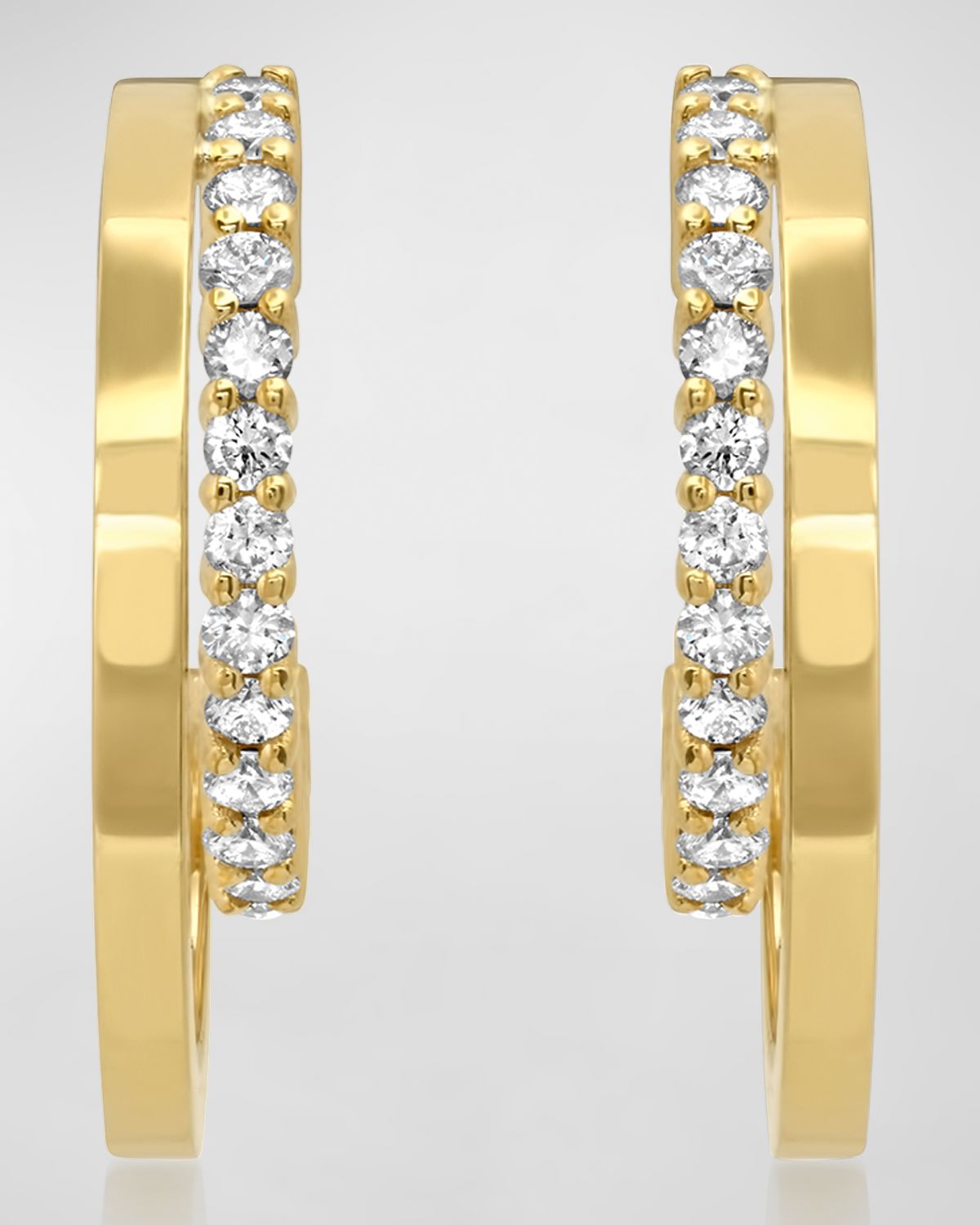 Jennifer Meyer Double Hoop Earrings with 4-Prong Diamond Detail