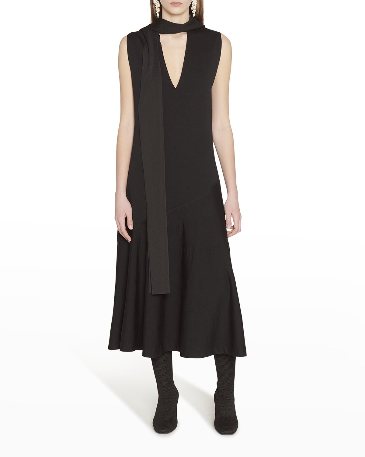 Jil Sander Draped Scarf Midi Dress