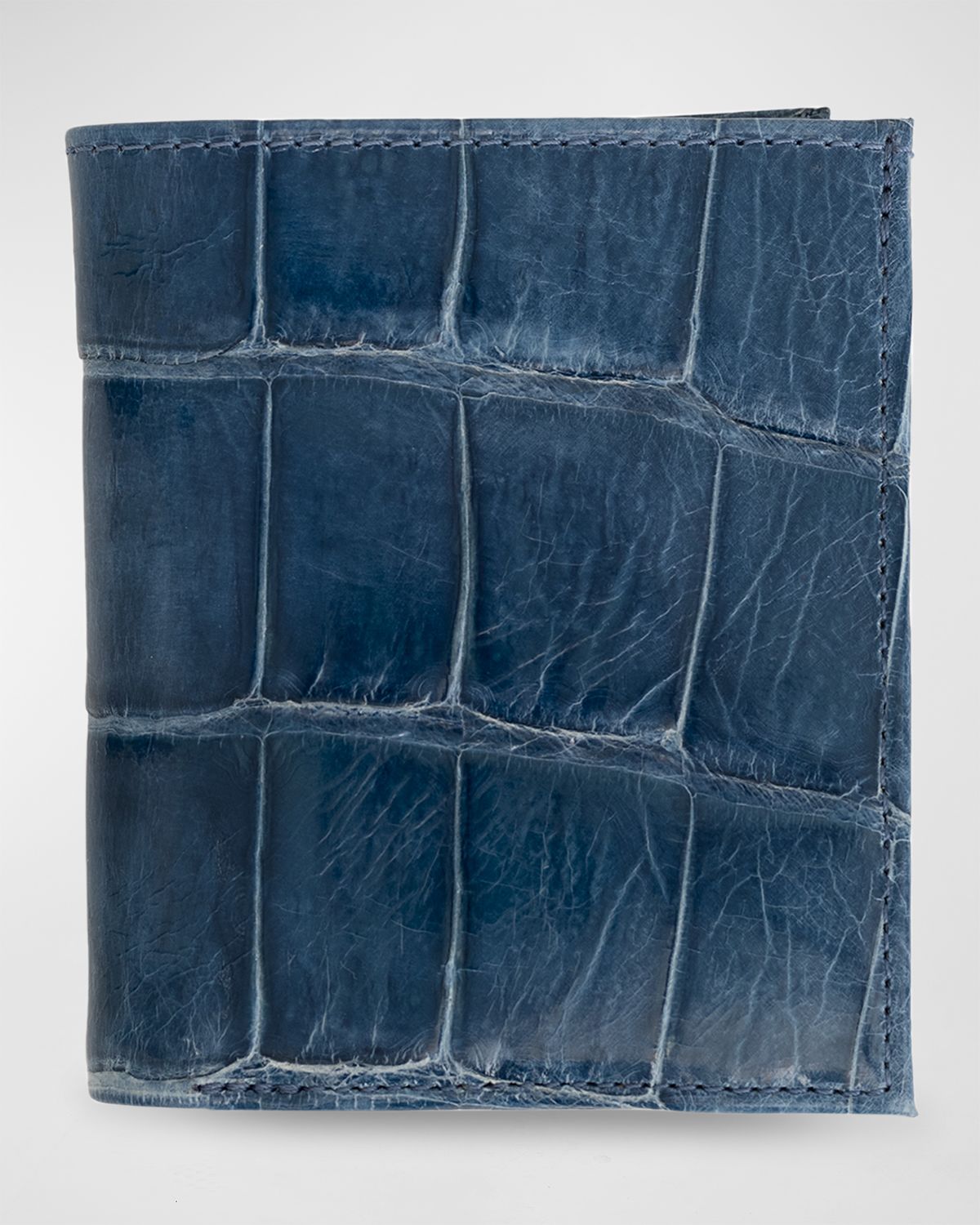 Abas Men 's Glazed Alligator Compact Wallet; Monogram Available
