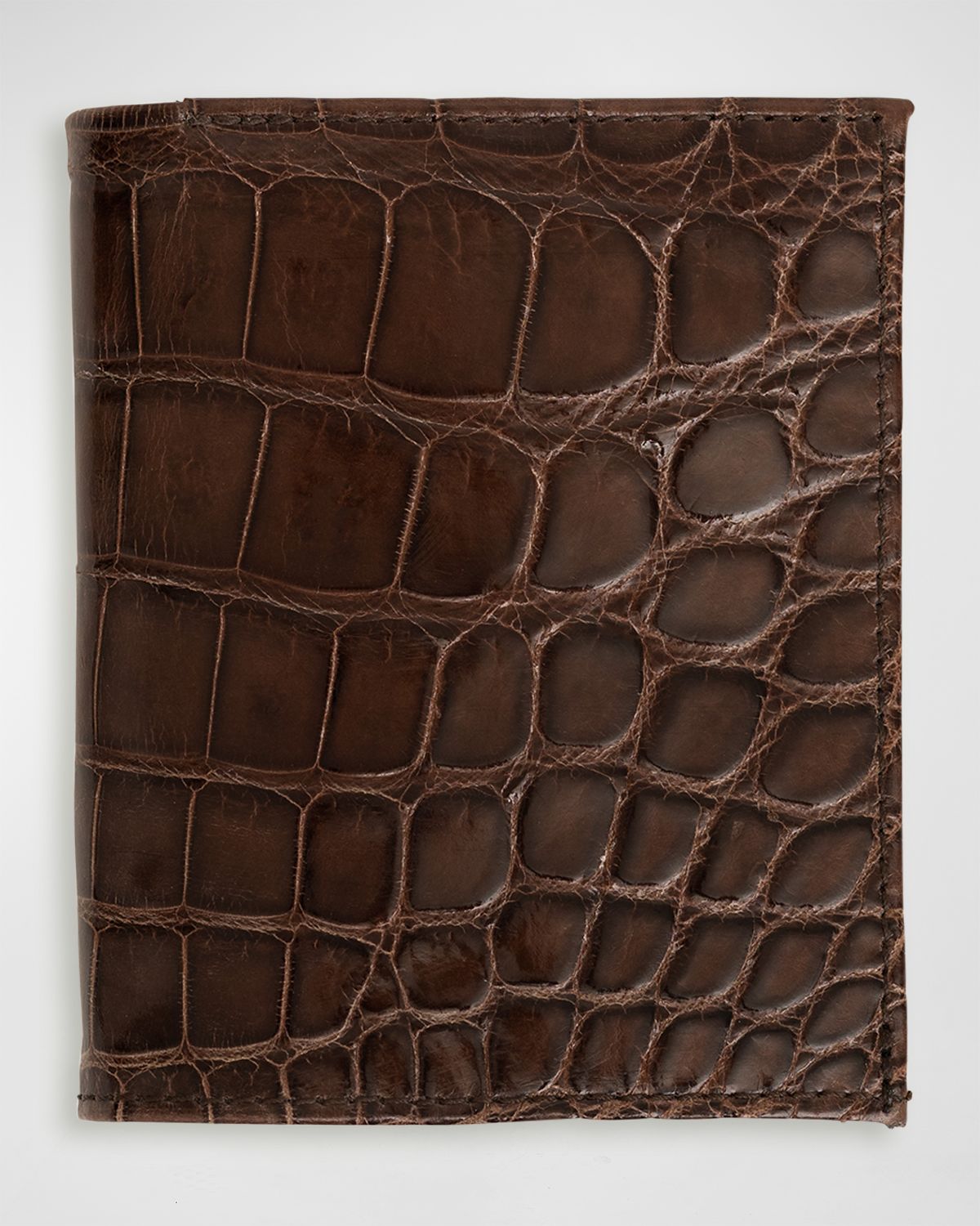 Abas Men 's Glazed Alligator Compact Wallet; Monogram Available