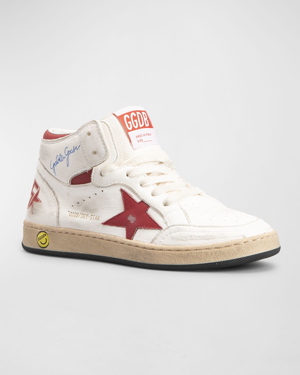 Golden Goose Kid 's Sky Star Leather High-Top Sneakers, Size Toddler/Kids