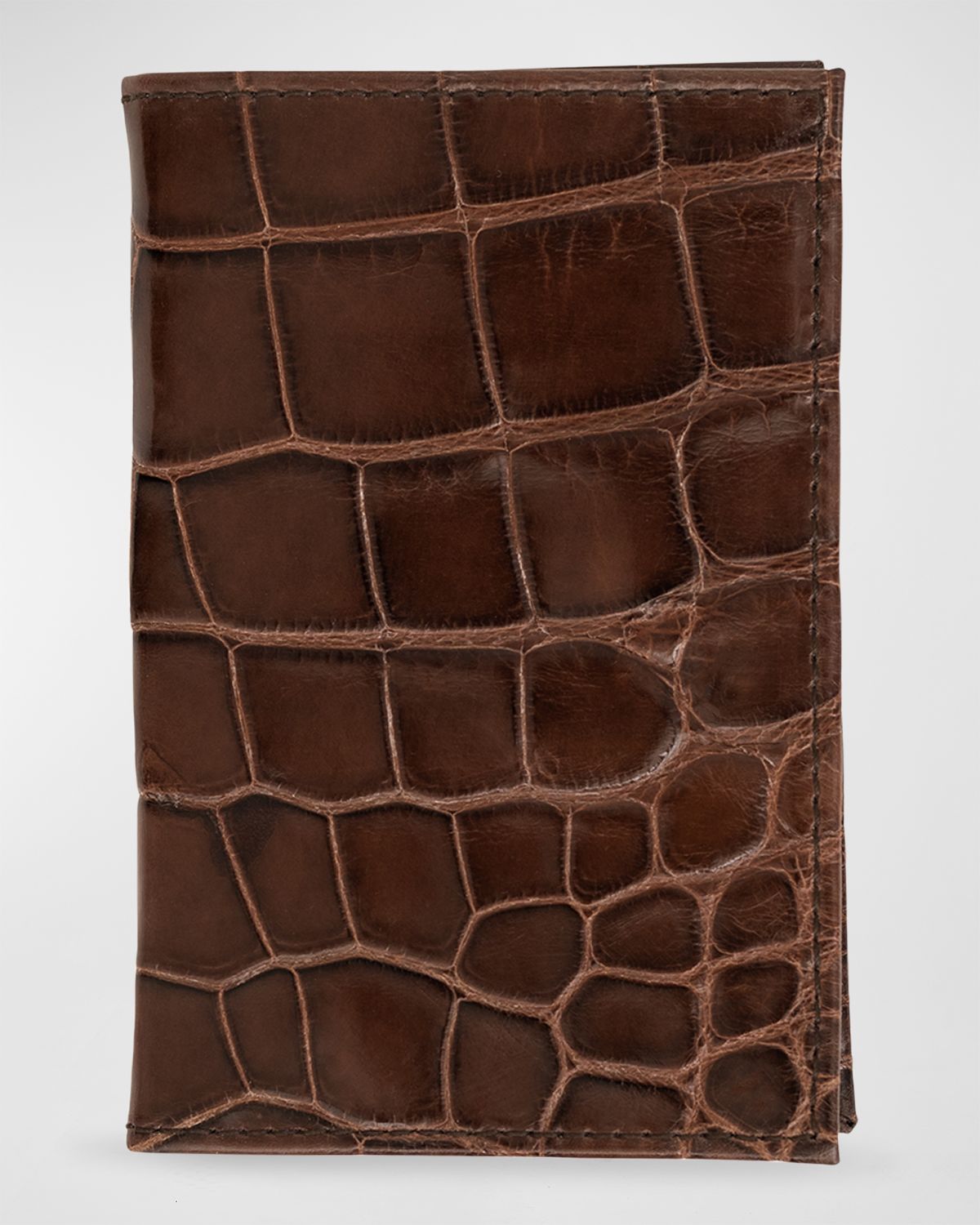 Abas Men 's Glazed Alligator Leather Bifold Card Case