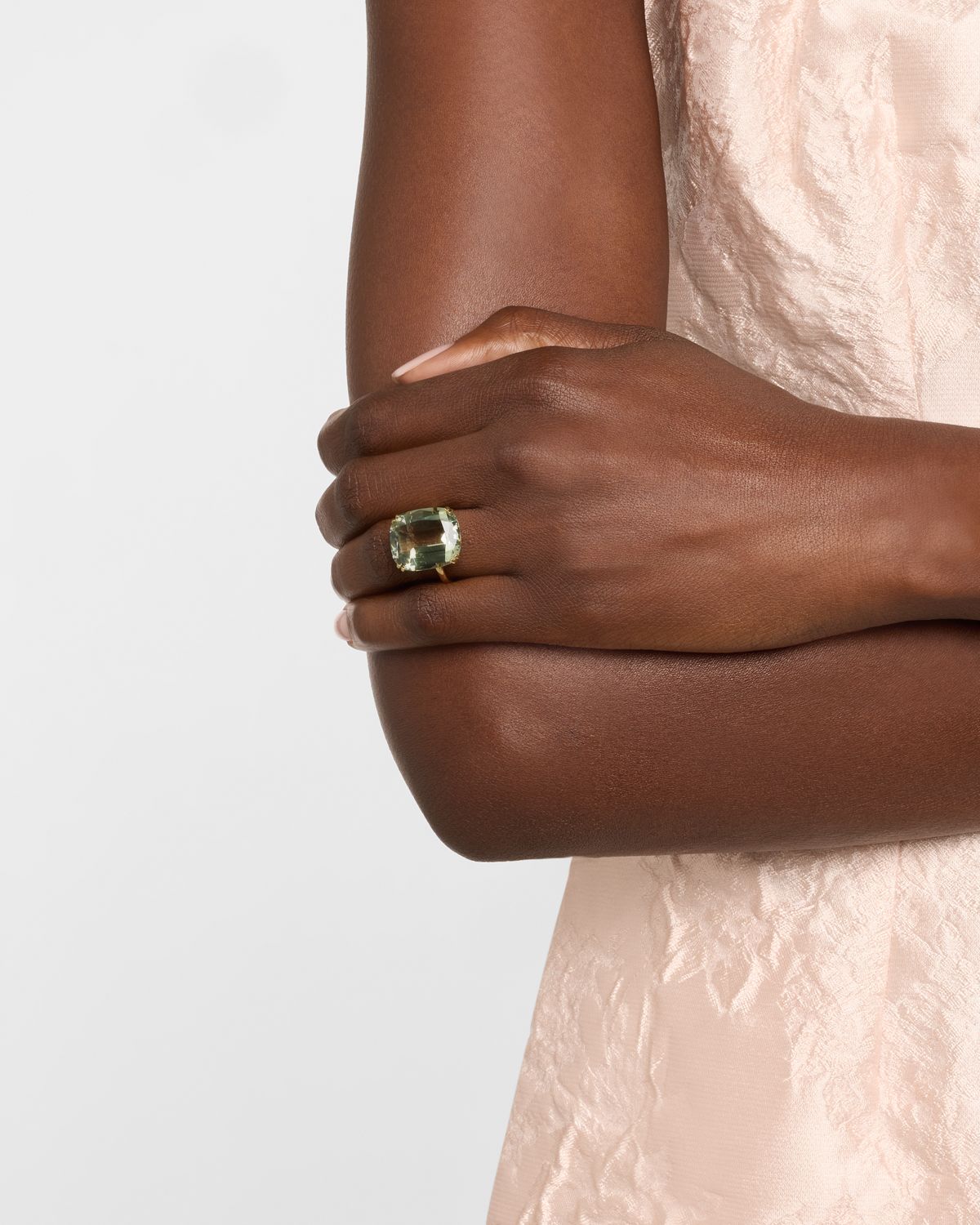 Goshwara 18K Yellow Gold Cushion Prasiolite Statement Ring