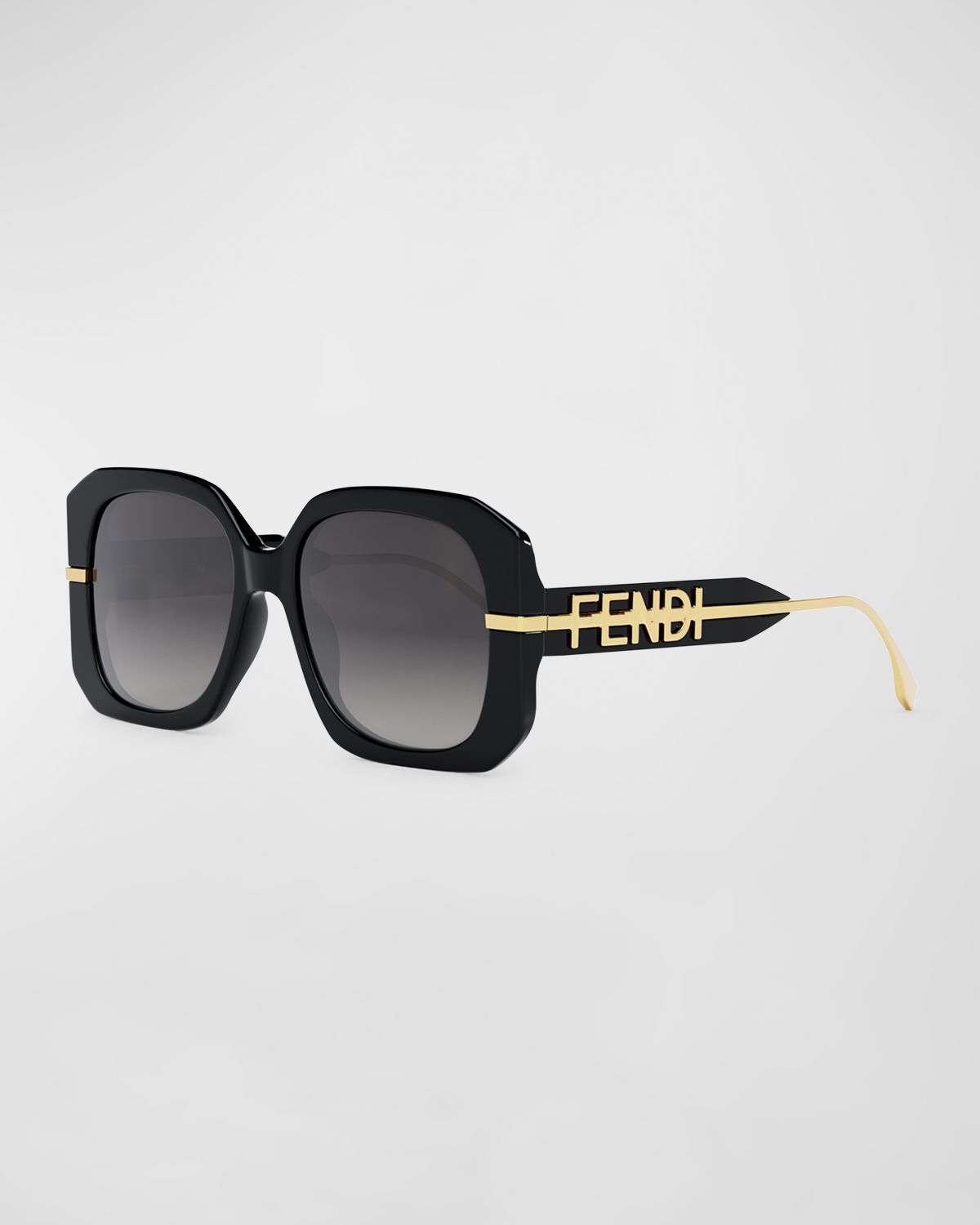 Fendi Oversized Logo Square Acetate & Metal Sunglasses