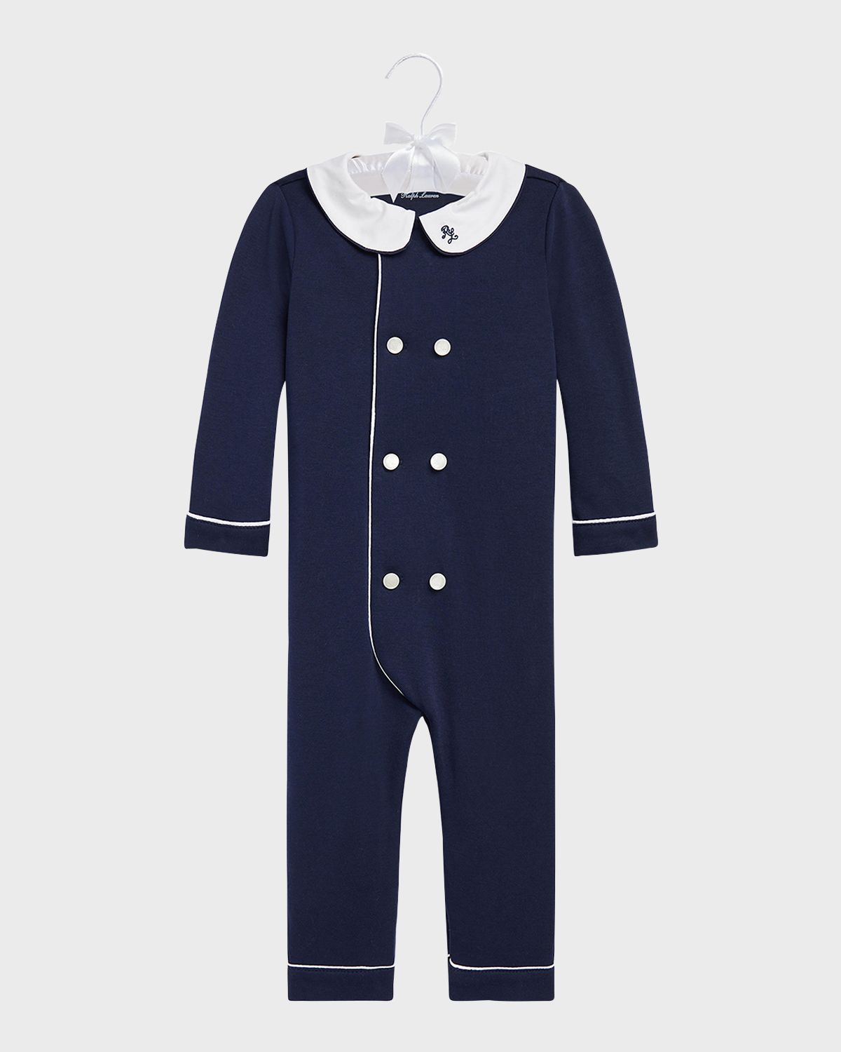 Polo Ralph Lauren Boy 's Double Breasted Embroidered Coverall, Size 3M-24M
