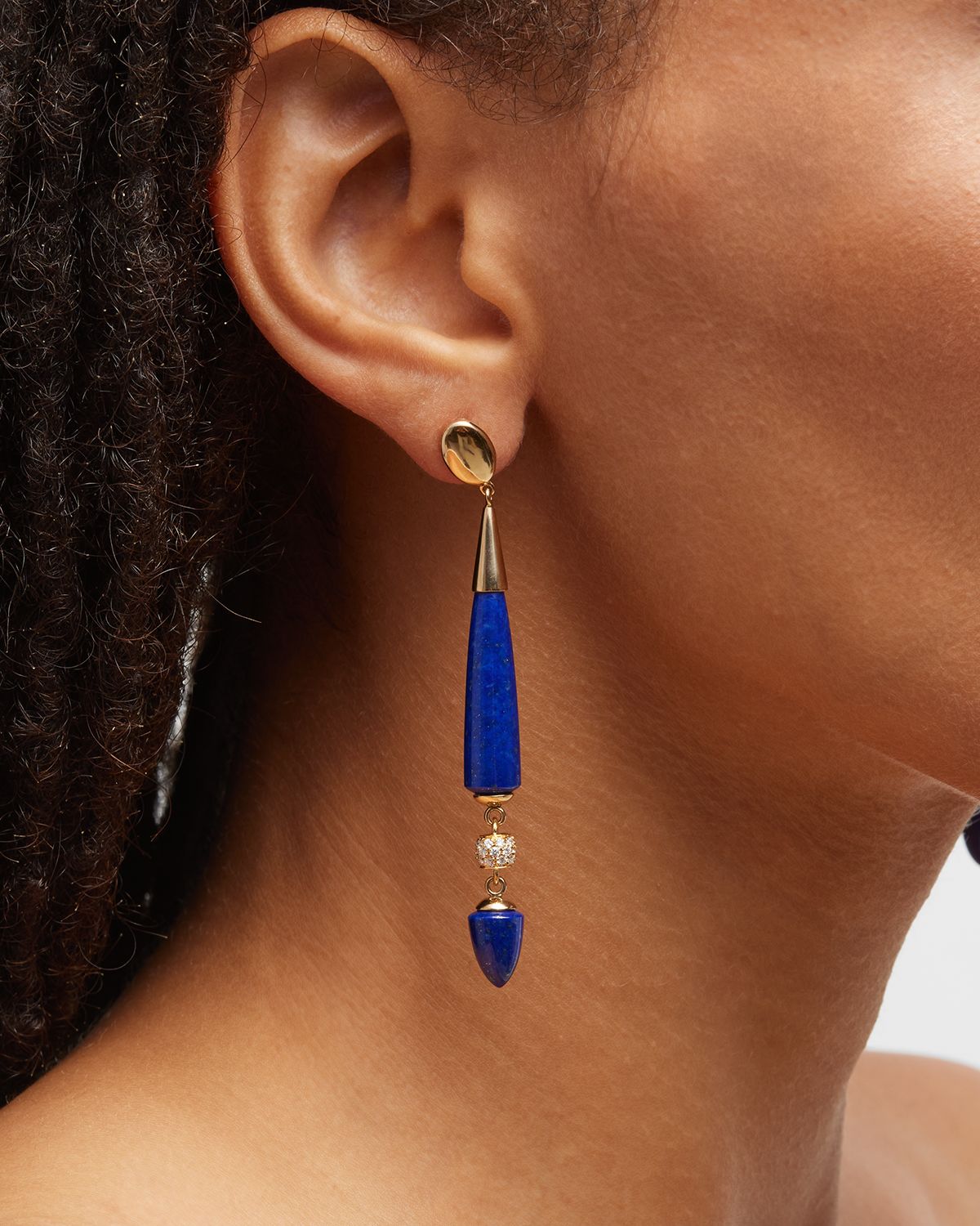 Sanalitro 18K Yellow Gold Suzannah Earrings with Lapis Lazuli and Diamonds