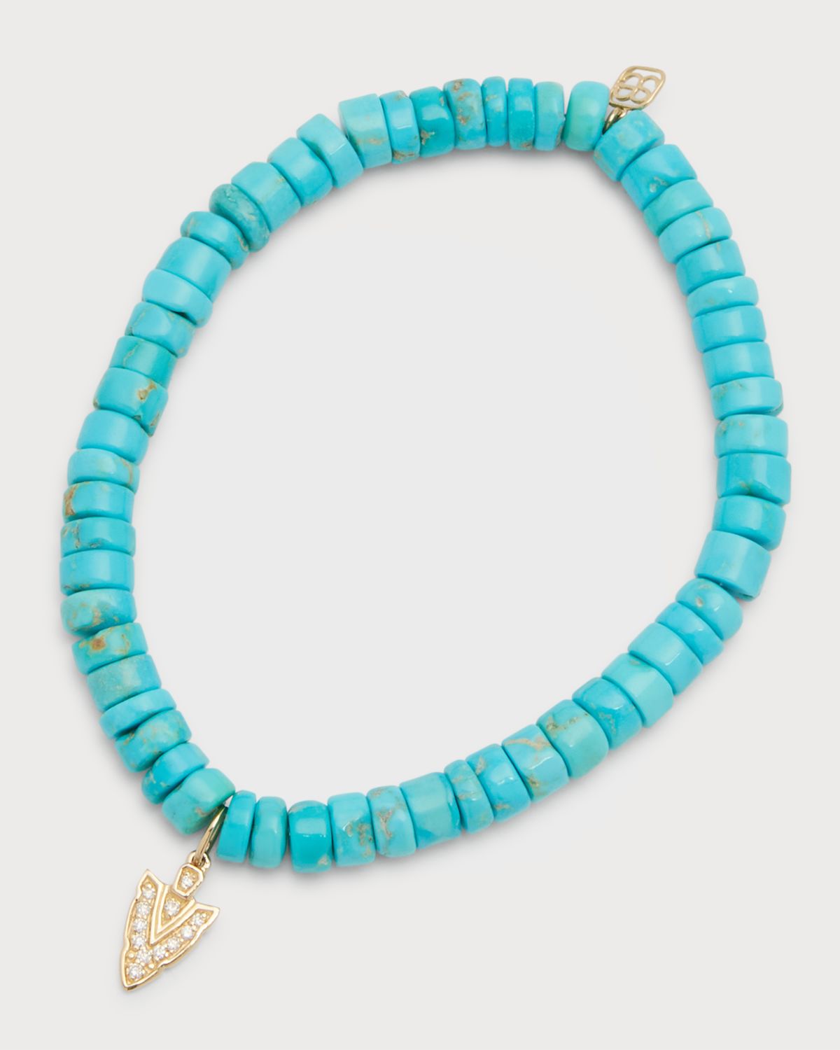 Sydney Evan Small Arrowhead Charm on Turquoise Heishi Bracelet