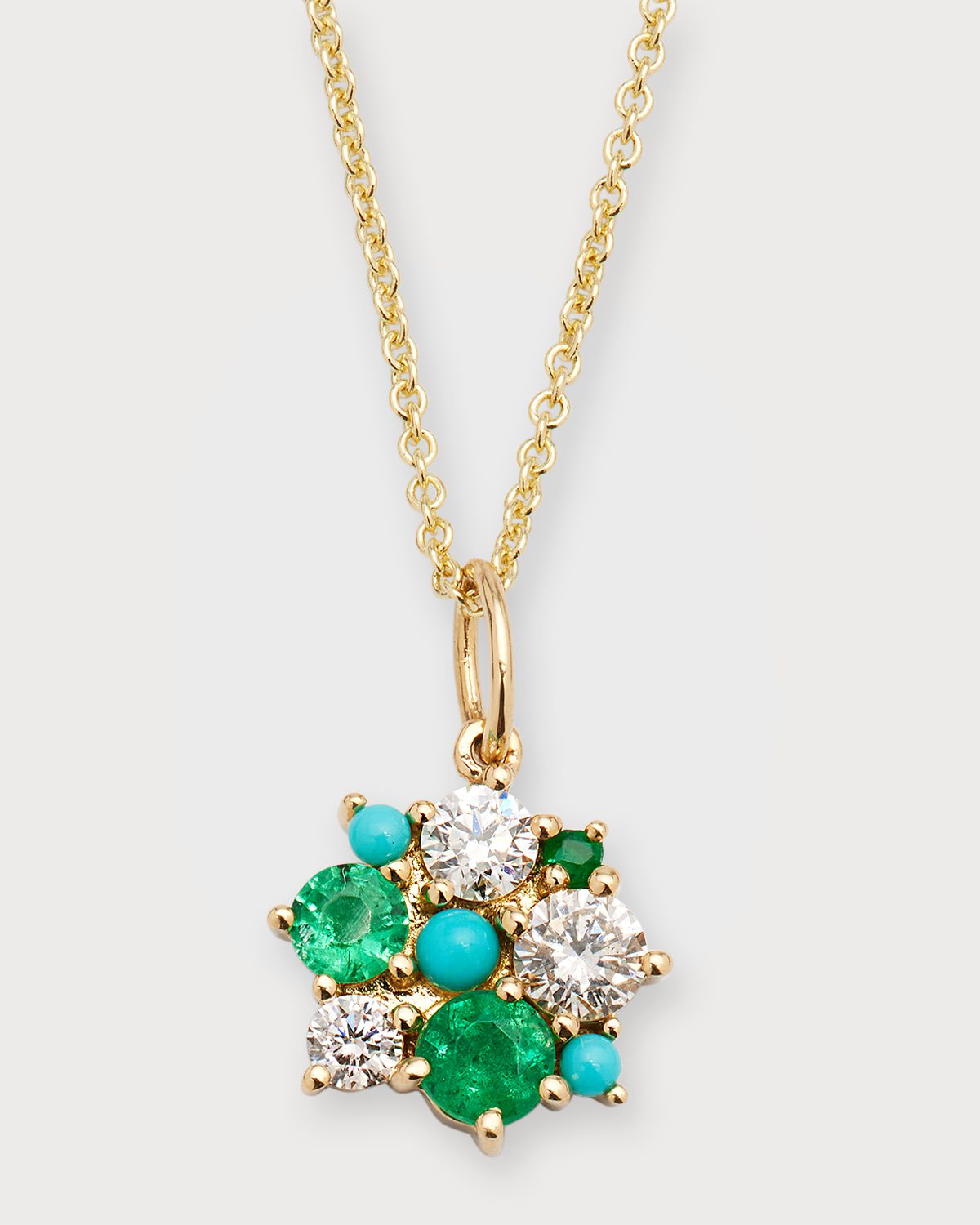 Sydney Evan Diamond, Emerald and Turquoise Cable Chain Necklace