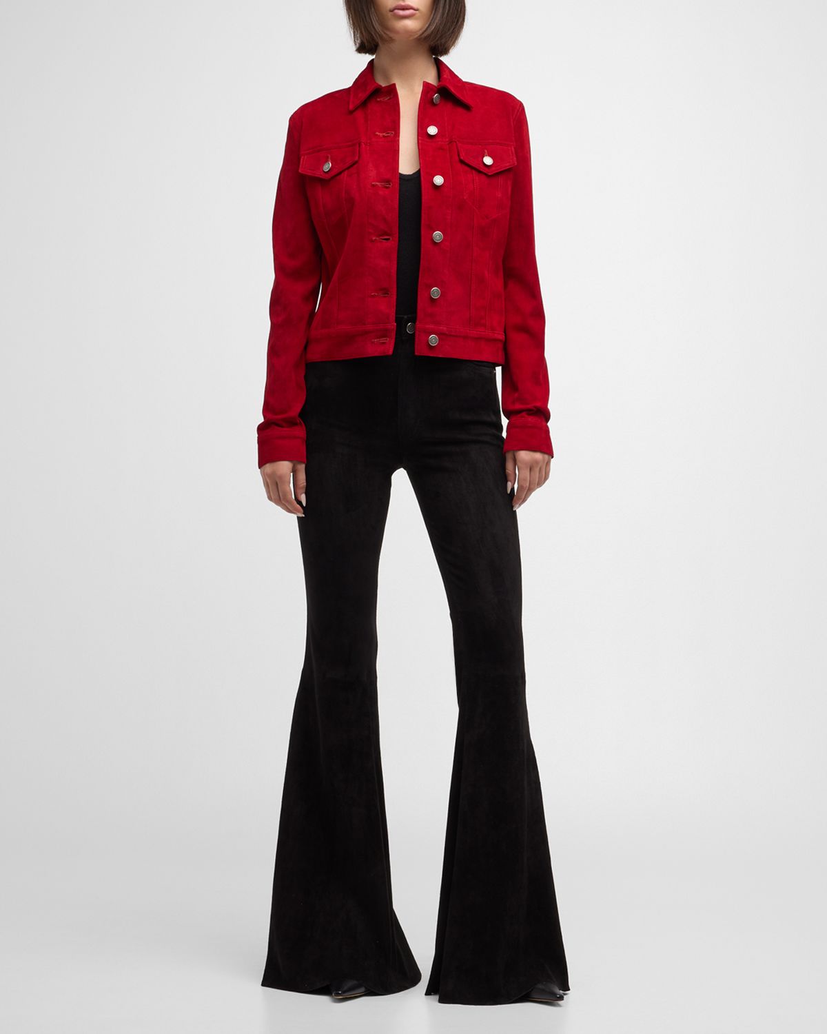 Cout De La Liberte Super High-Rise Bell Flared Suede Pants