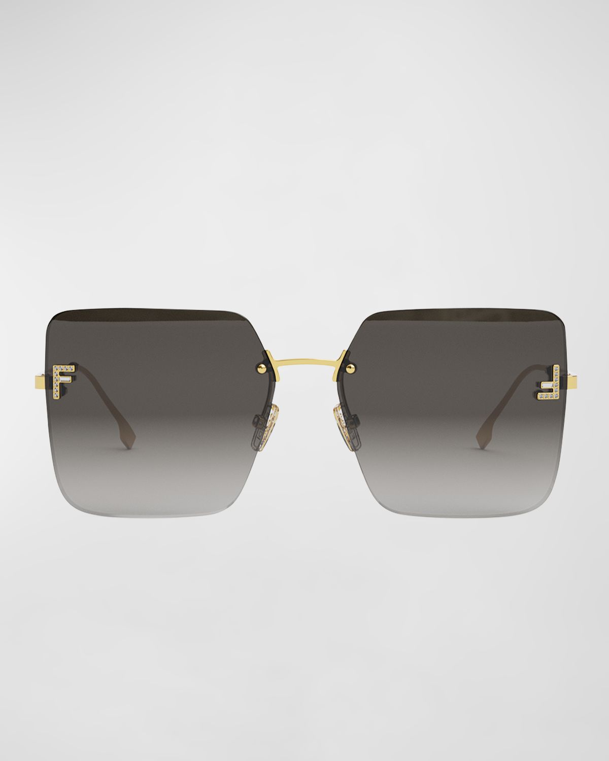 Fendi F Monogram Rimless Metal Butterfly Sunglasses