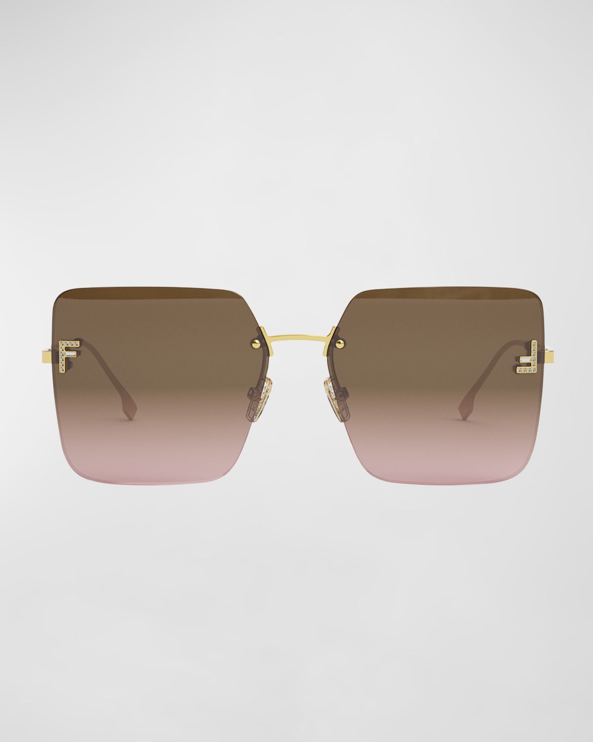 Fendi F Monogram Rimless Metal Butterfly Sunglasses