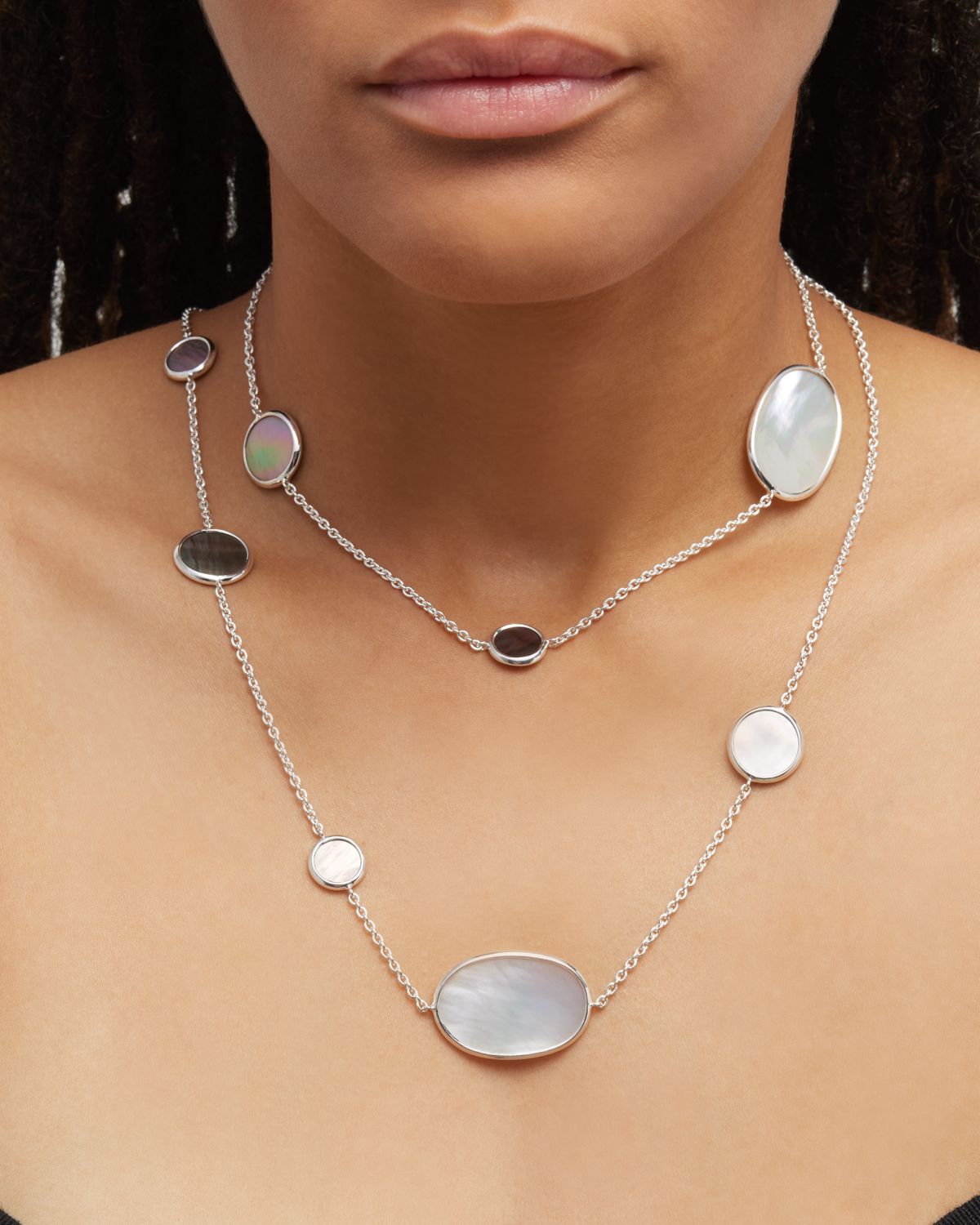 Ippolita Sterling Silver Polished Rock Candy Oval Station Necklace in Sabbia, 37"L