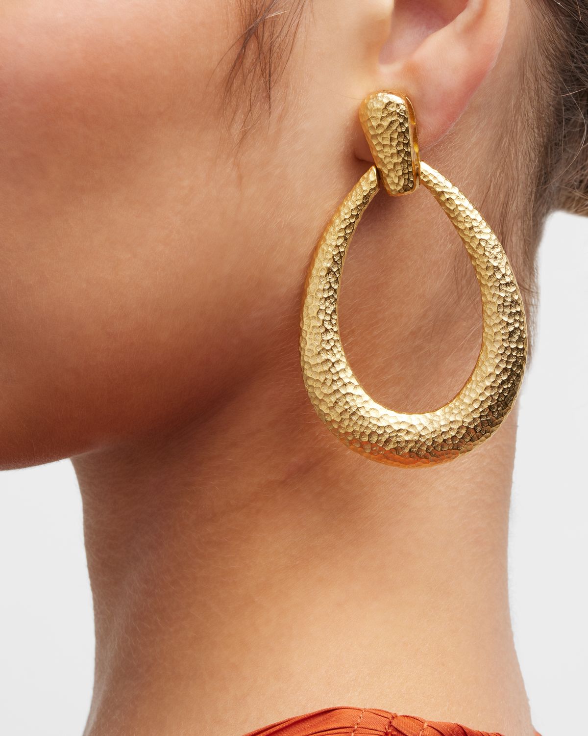 Ben-Amun Gold Hammered Clip-On Earrings