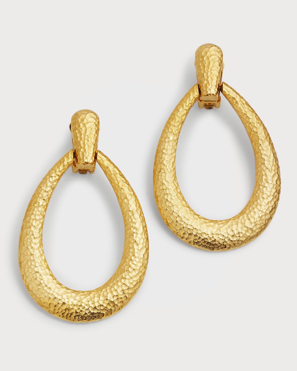 Ben-Amun Gold Hammered Clip-On Earrings