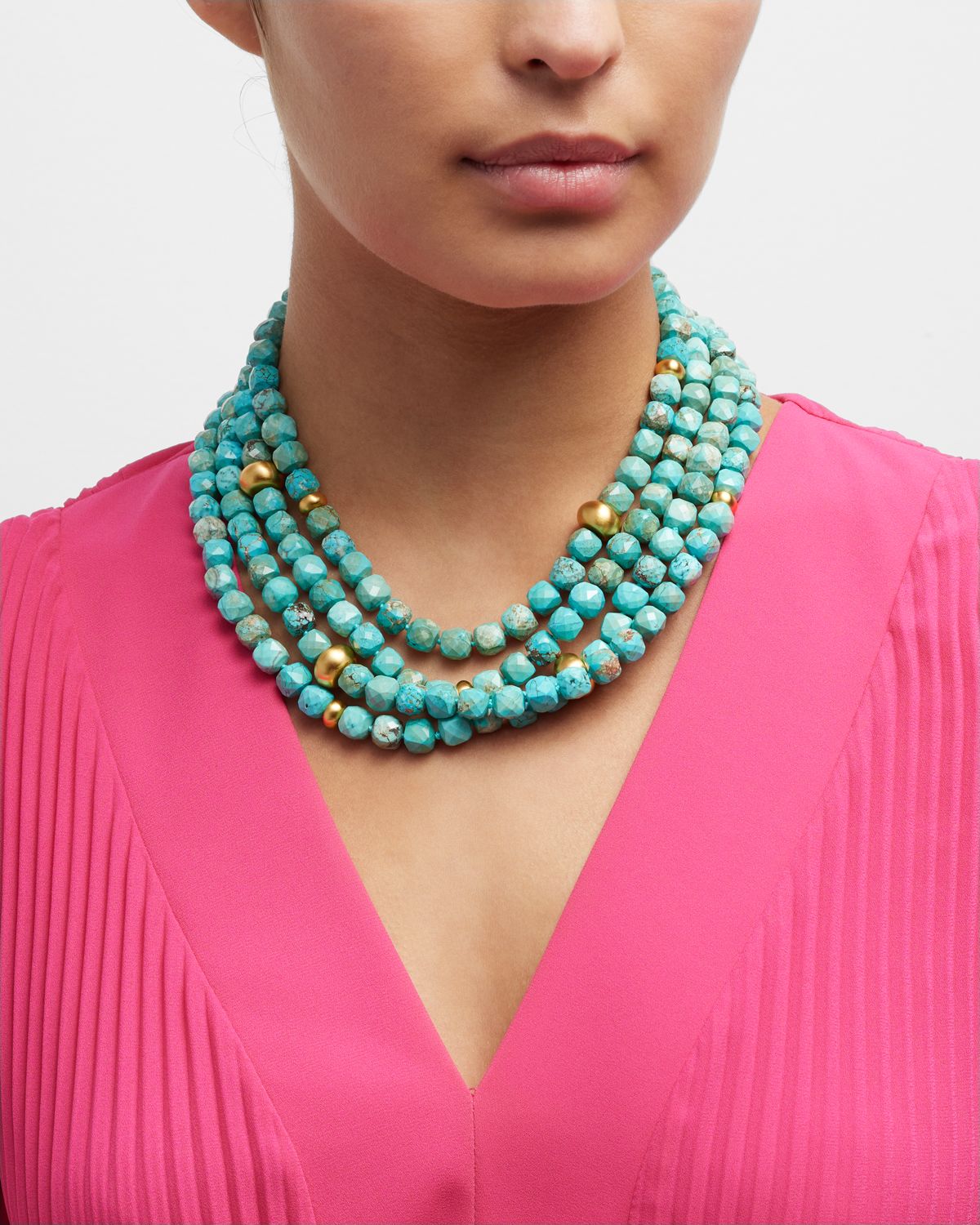 NEST Jewelry Turquoise Magnesite Brushed Accent Necklace
