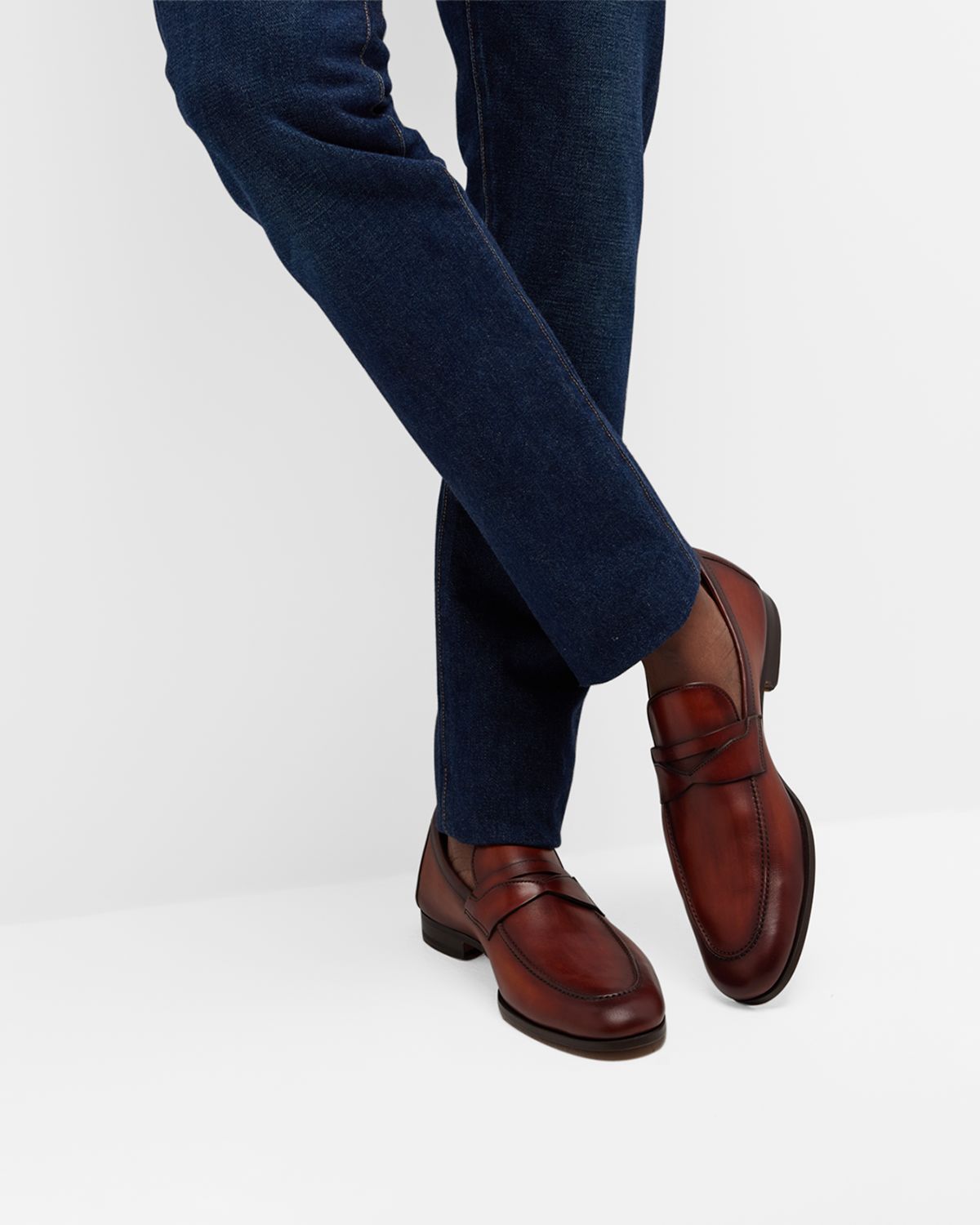 Magnanni Men 's Sasso Leather Penny Loafers