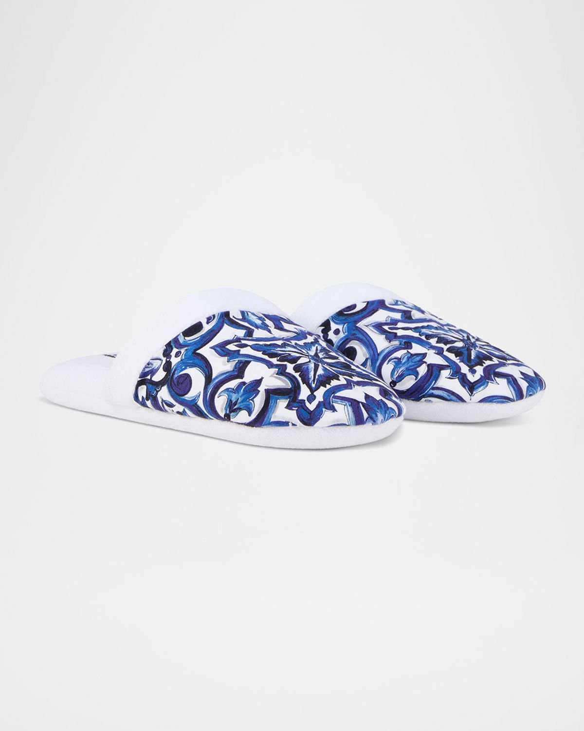Dolce & Gabbana Men 's Majolica-Print Cotton Slippers