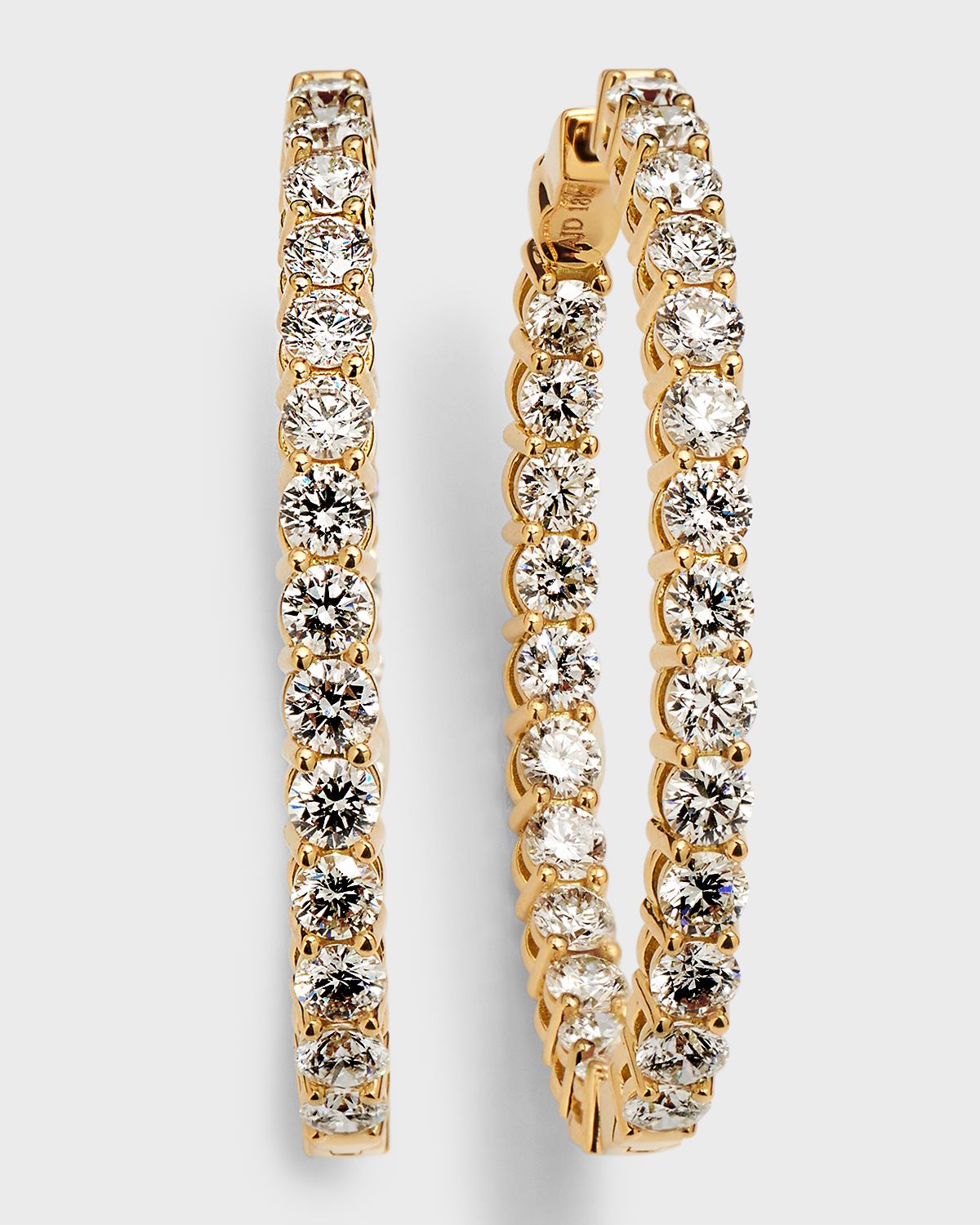 Neiman Marcus Diamonds 18K Yellow Gold Round Diamond GH/SI Medium Hoop Earrings