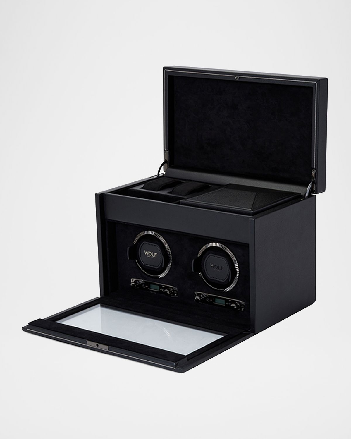 WOLF British Racing Double Watch Winder with Storage