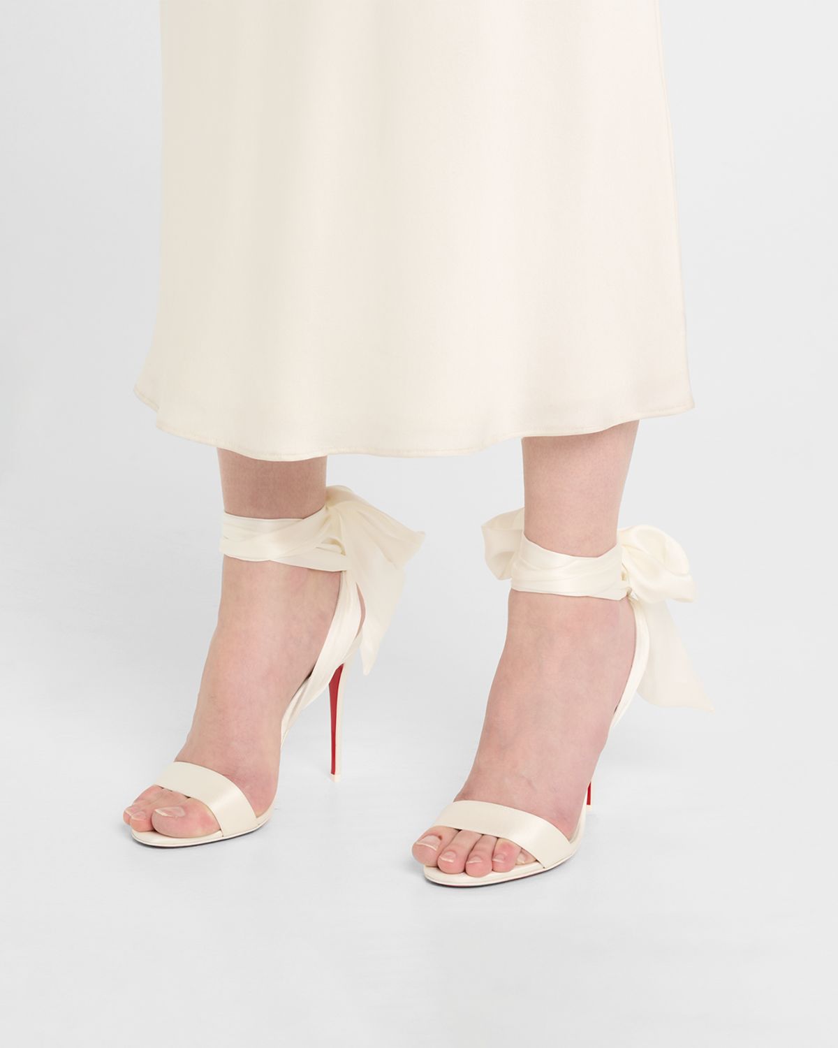 Christian Louboutin 100mm Ribbon Ankle-Wrap Stiletto Sandals