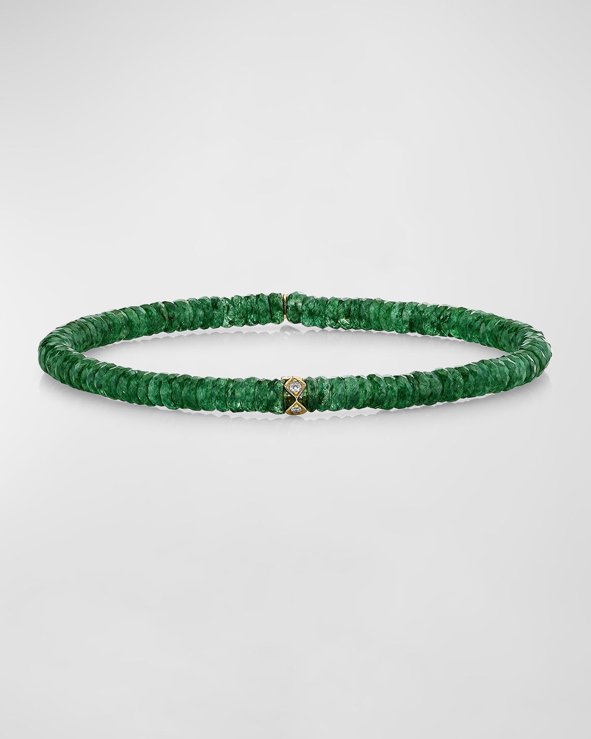 Sydney Evan 4mm Diamond Eternity Rondelle on Green Aventurine Wheel Bead Bracelet