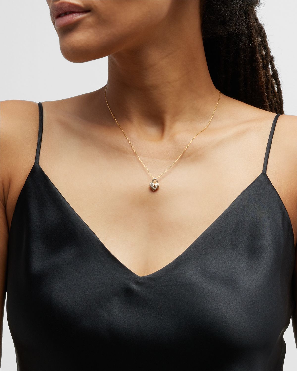 Roberto Coin Yellow Gold Diamond Heart Lock Necklace