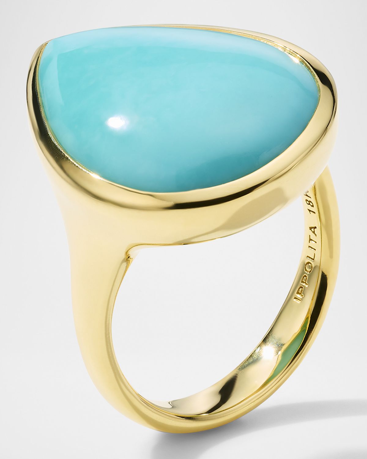Ippolita 18K Gold Polished Rock Candy Medium Teardrop Ring in Turquoise
