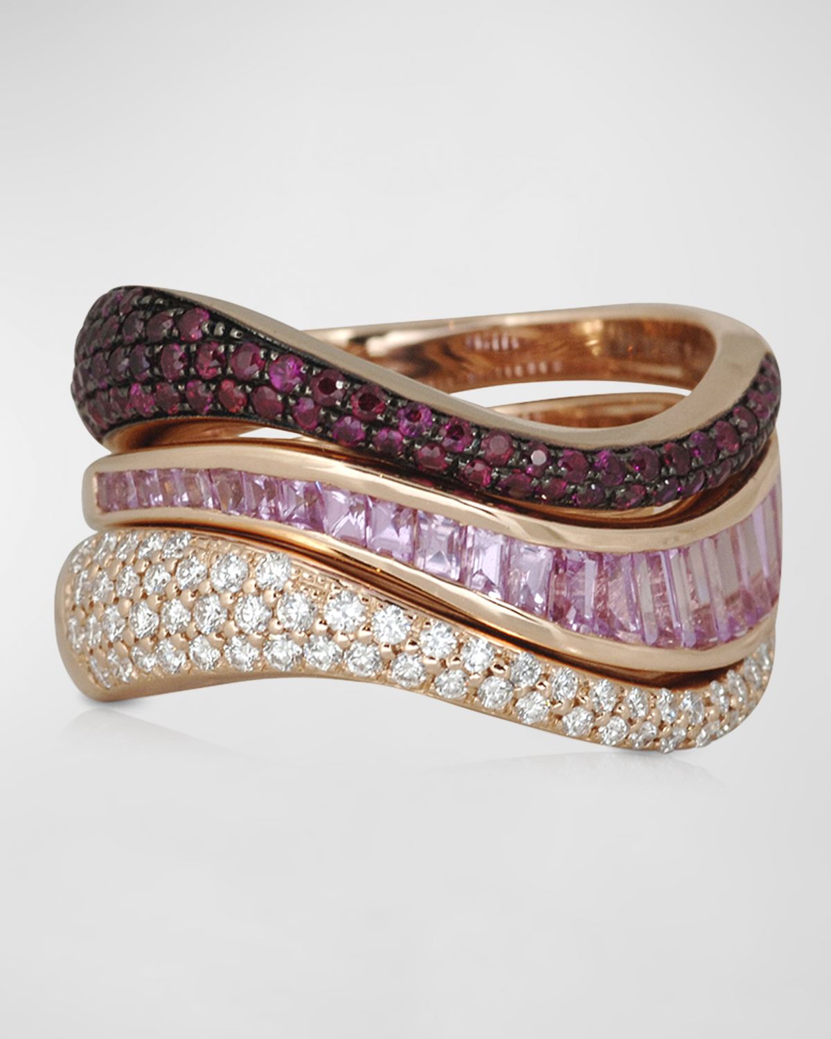 Kavant & Sharart 18K Rose Gold Pink Sapphire Curved Ring