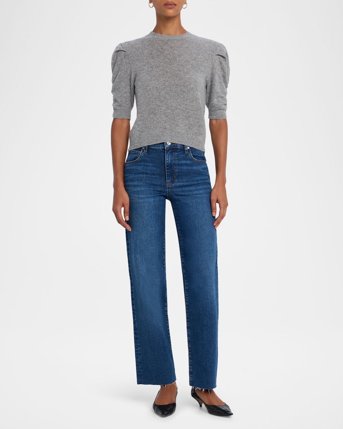 FRAME Ruched Cashmere-Wool Sweater