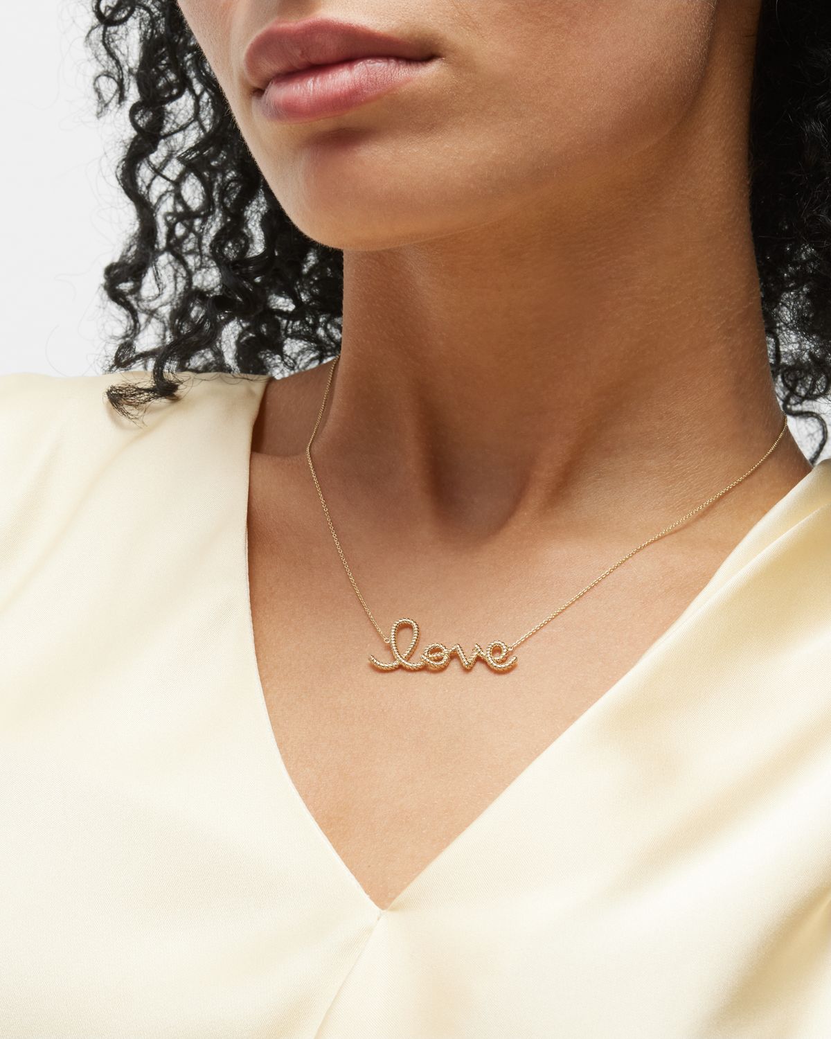 Sydney Evan 14K Big Love Script Rope Necklace