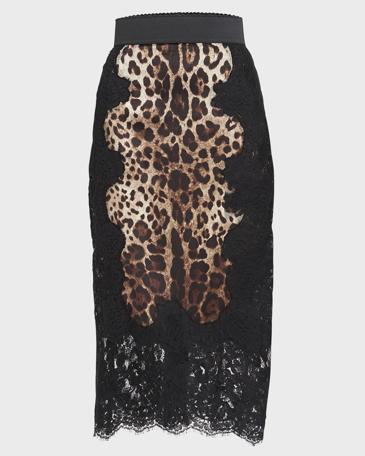 Dolce & Gabbana Leopard-Print Insert Lace Midi Skirt