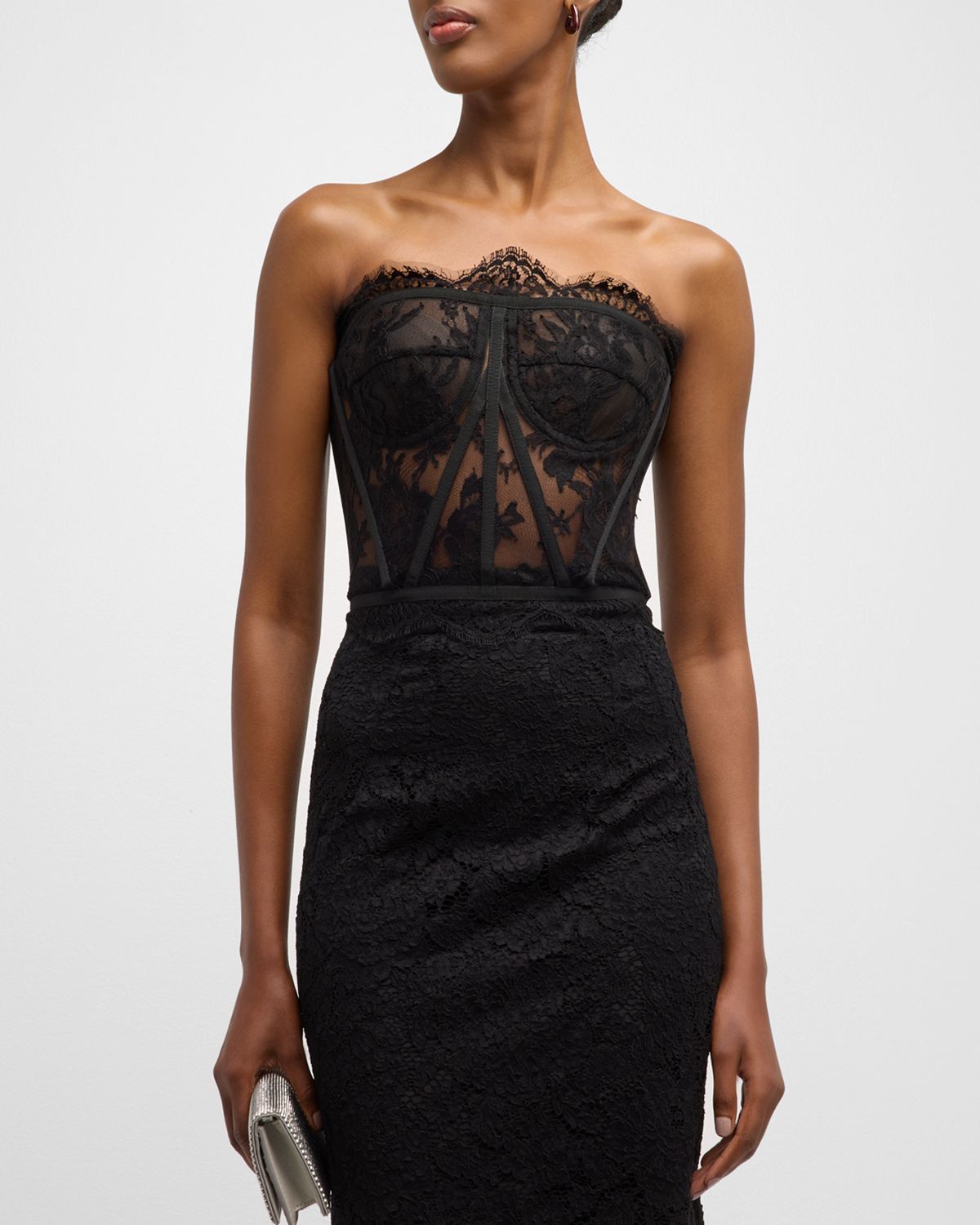 Dolce & Gabbana Scalloped Lace Strapless Corset Top