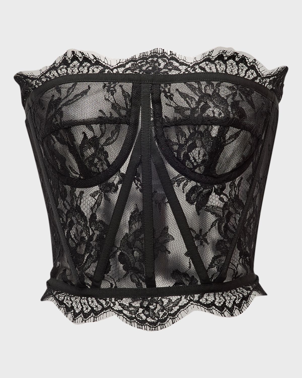 Dolce & Gabbana Scalloped Lace Strapless Corset Top
