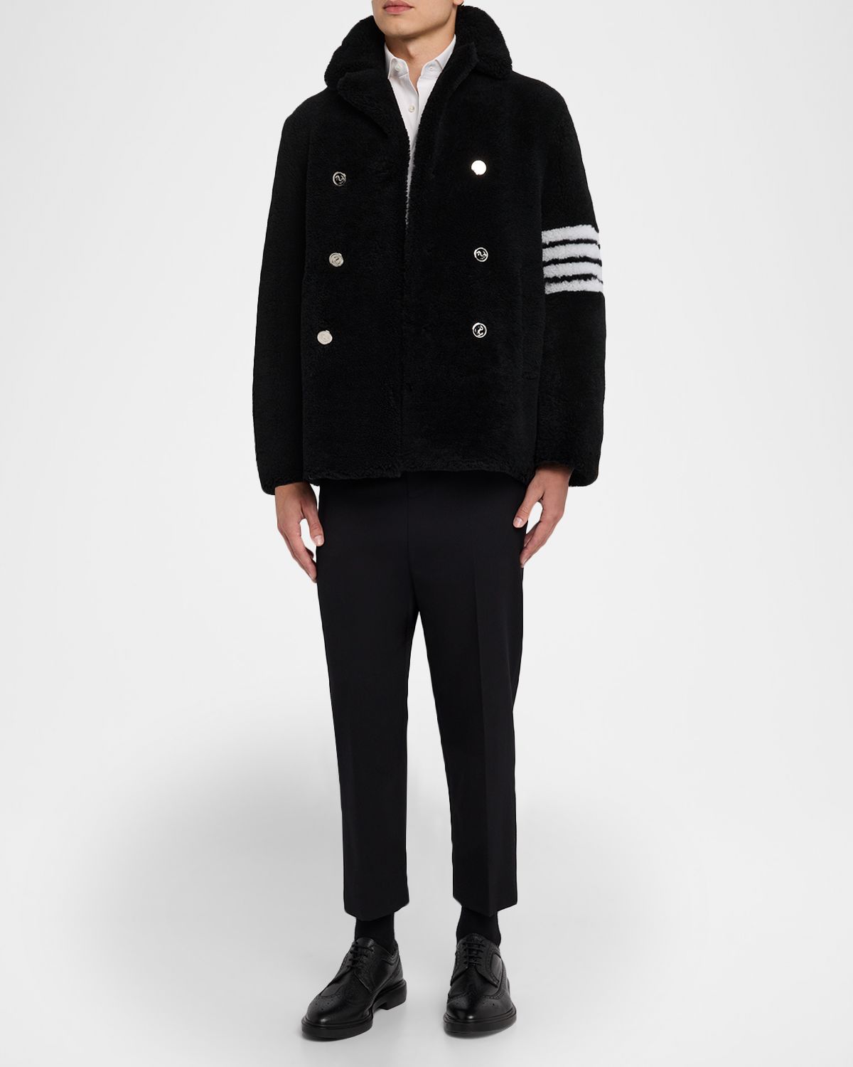 Thom Browne Men 's Shealing 4-Bar Unconstructed Peacoat