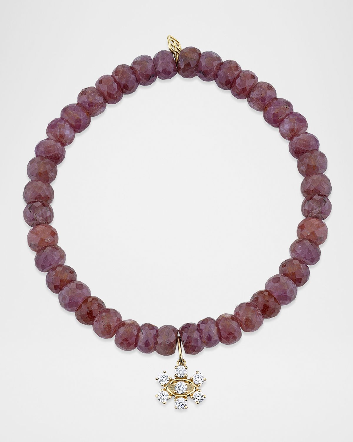 Sydney Evan Marquise Eye Prong-Set Flower on Pink Sapphire Bead Bracelet