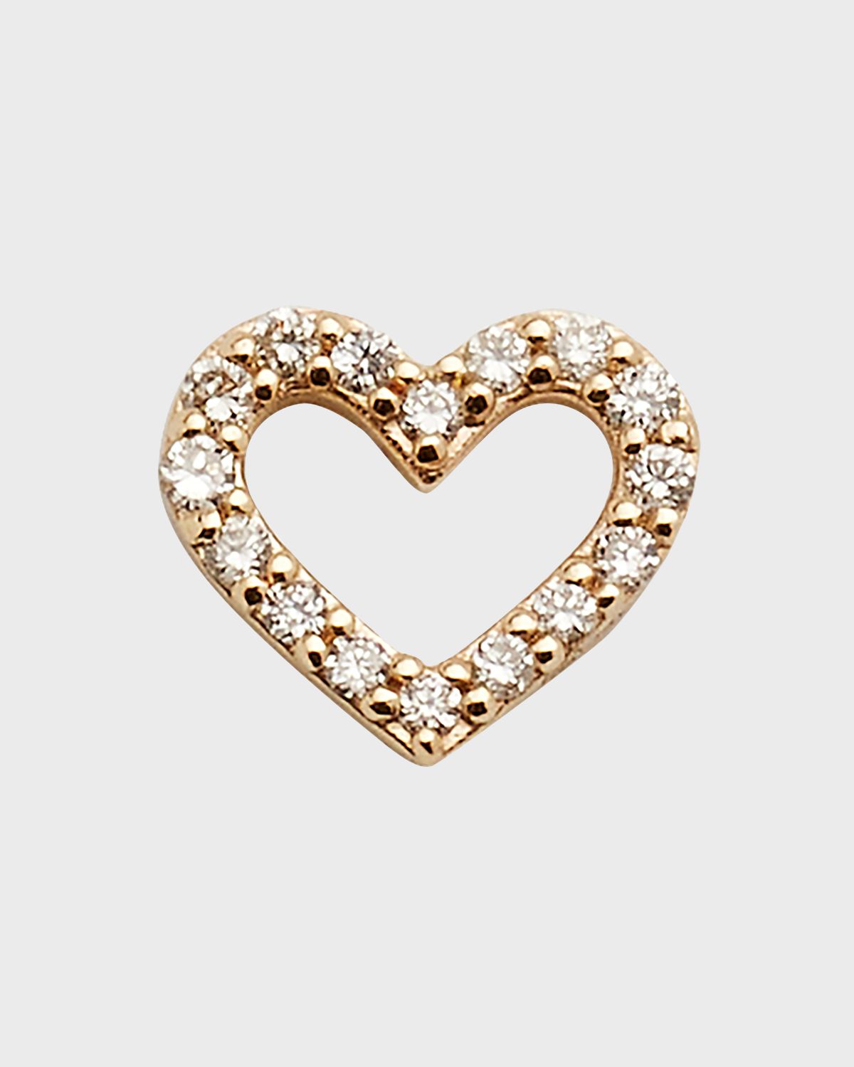 Sydney Evan 14K Small Open Heart Stud Earring with Diamonds, Single