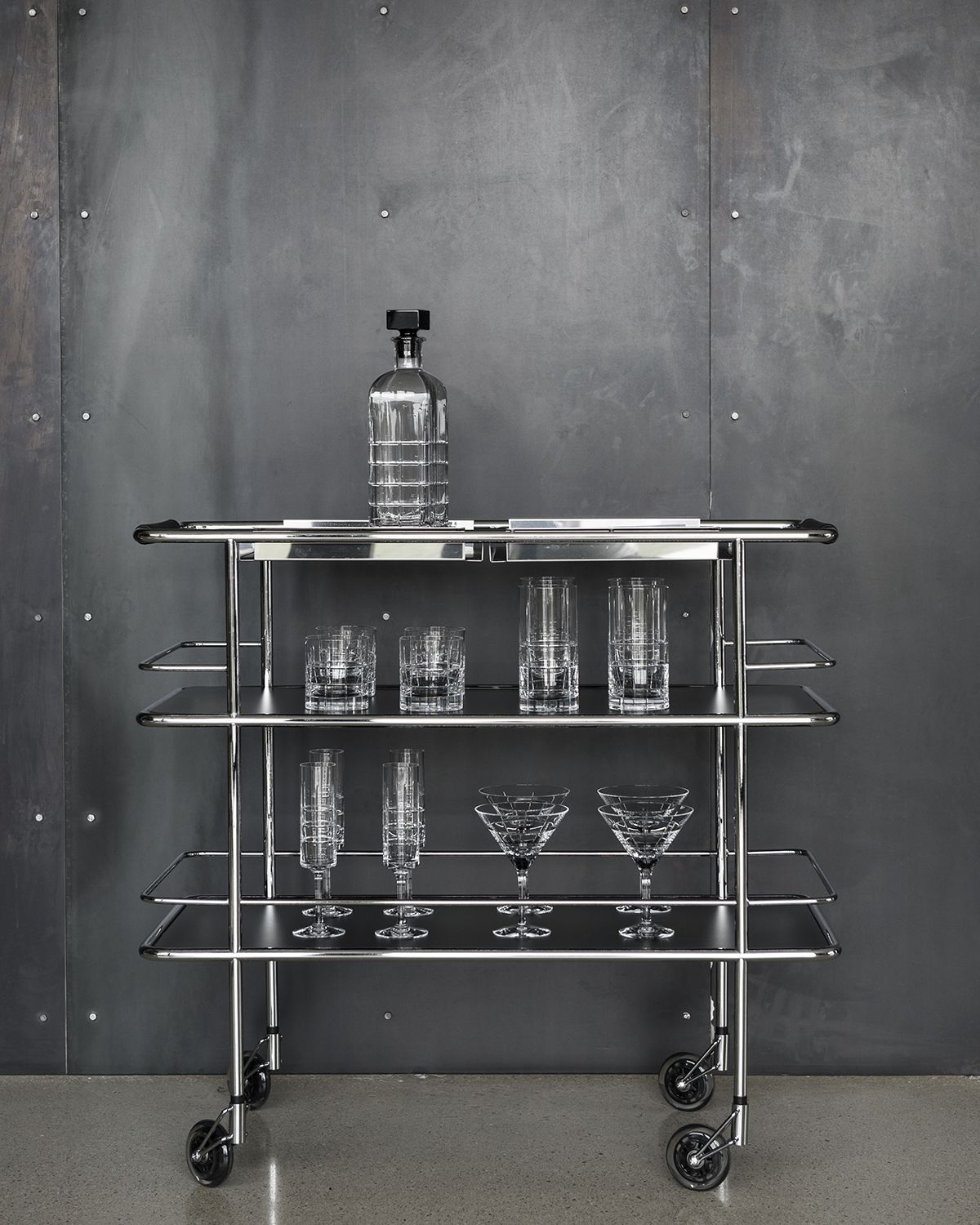 Orrefors 53-Piece Crystal Bar Cart | Thumbnail 4