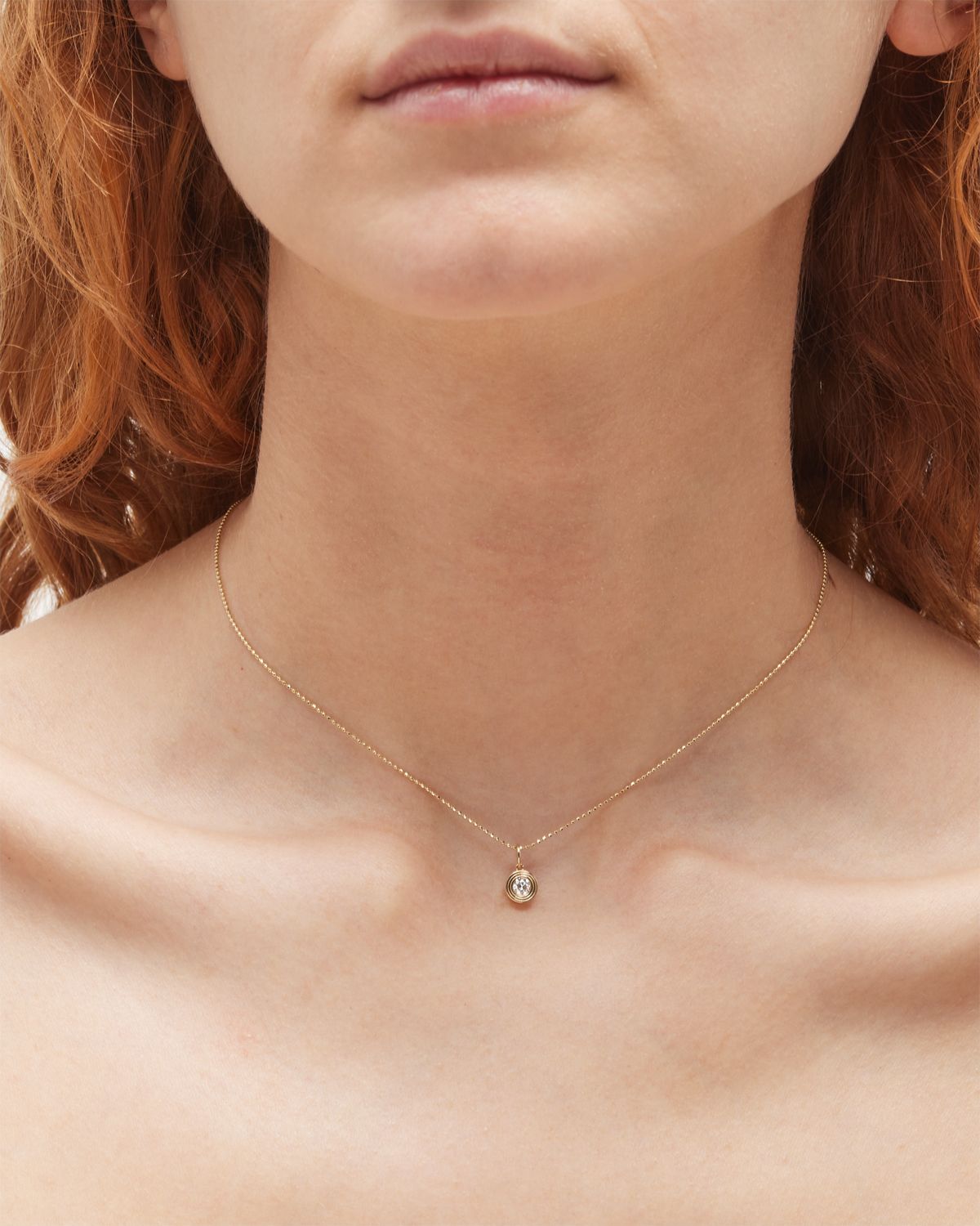 Sydney Evan Mini Fluted Circular Diamond Charm on Light Bolita Chain