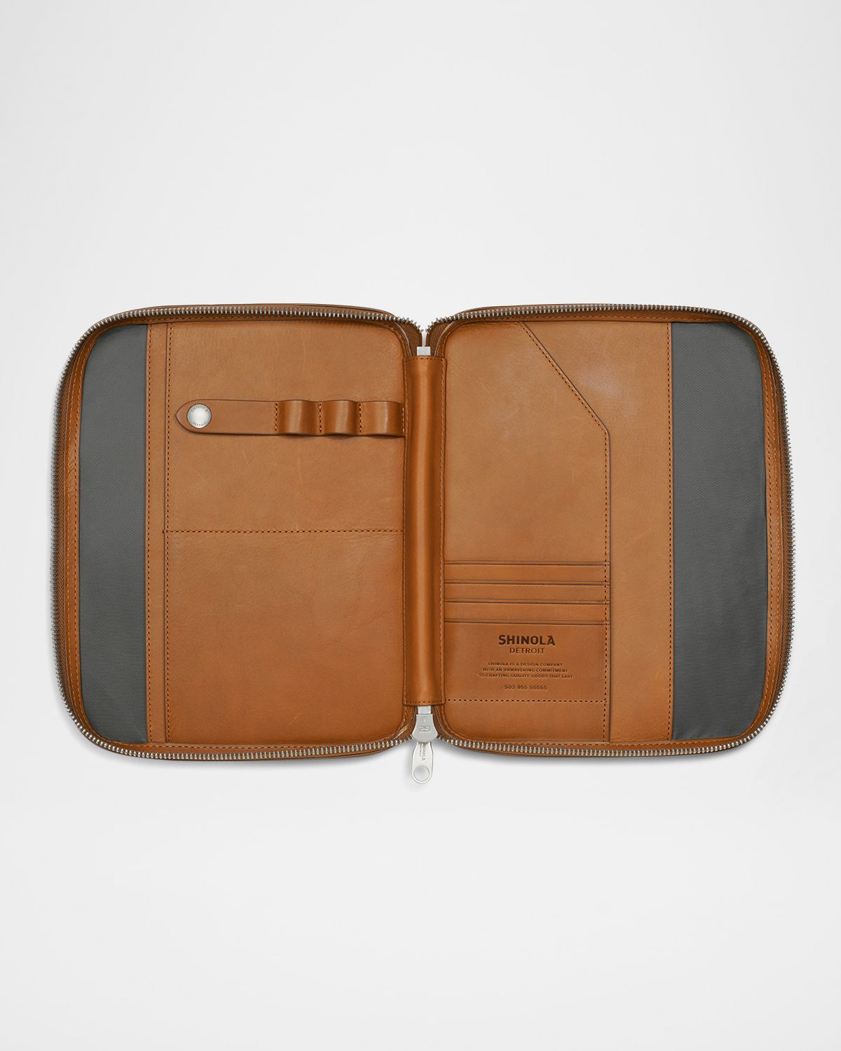 Shinola Men 's Tech Portfolio Leather Zip Pouch